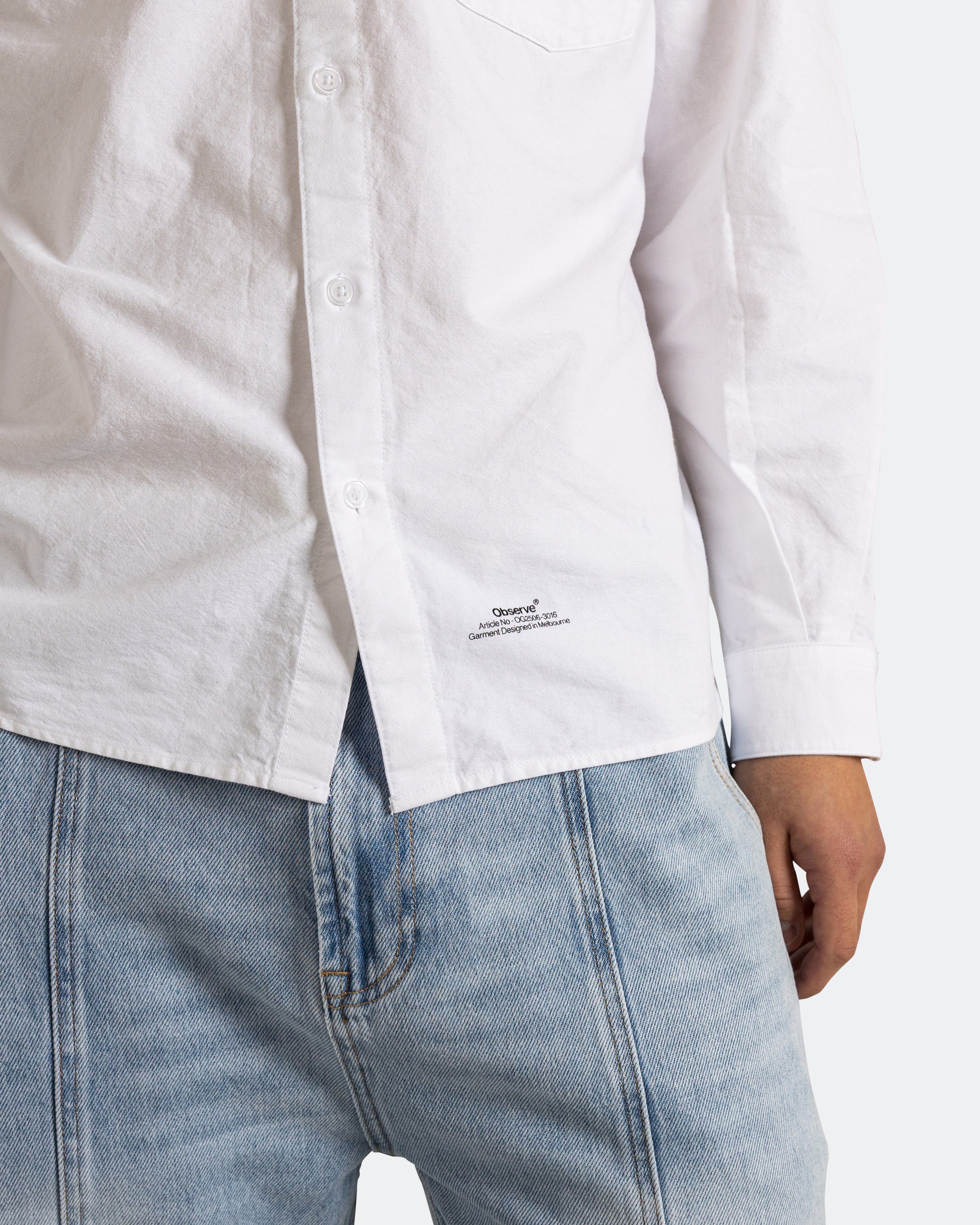 Observe Article Stamp Oxford Shirt - White