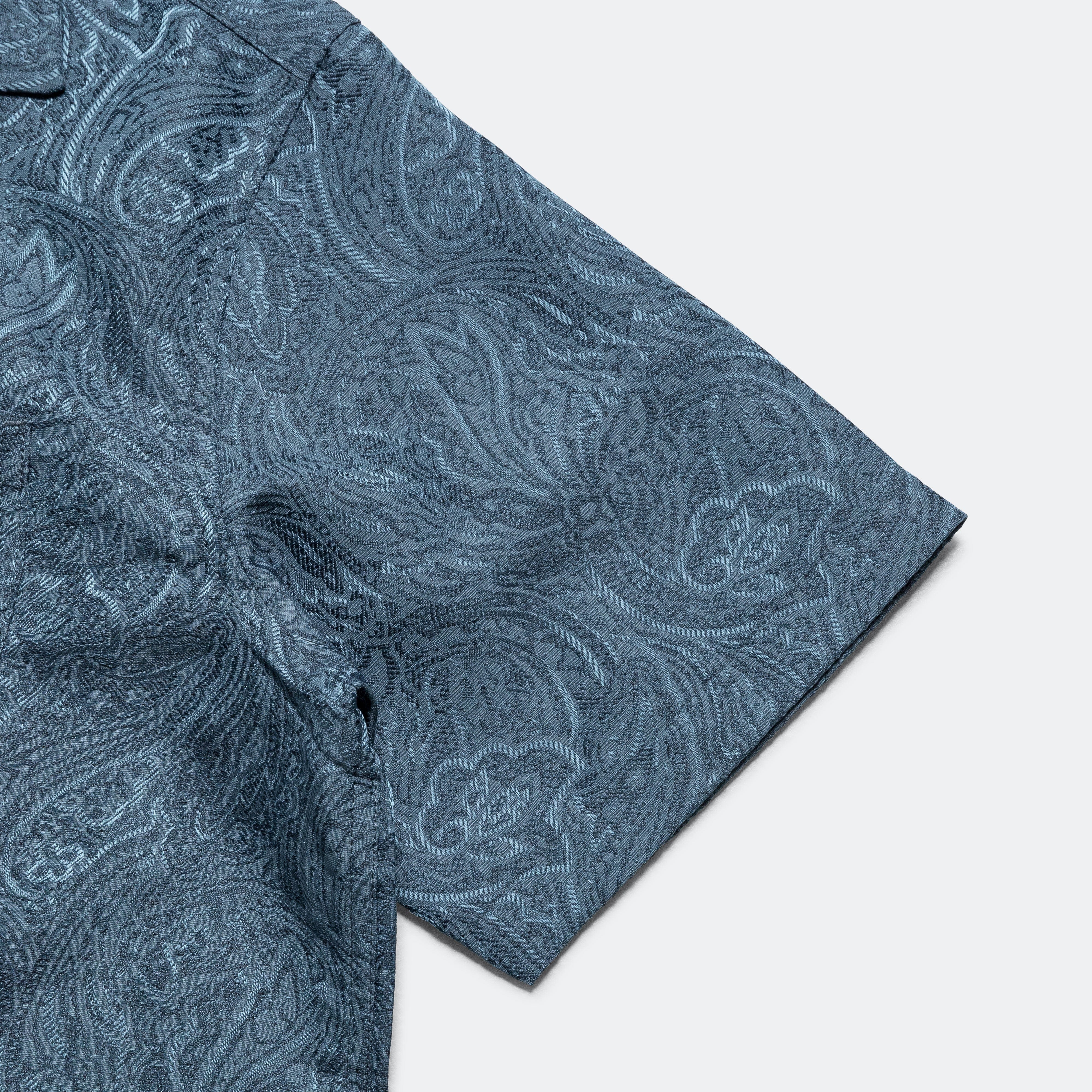 Lite Year Short Sleeve Camp Collar - Blue Paisley