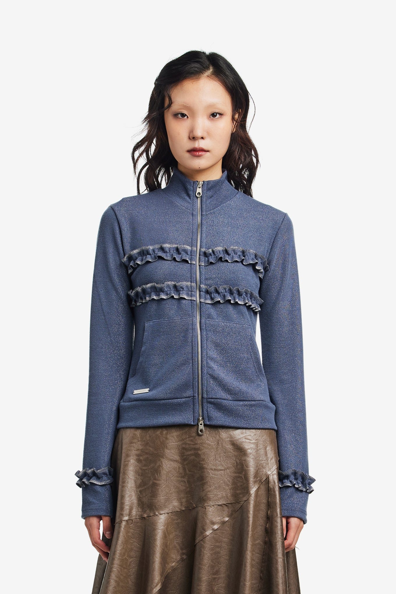 Polysooem SHIMMER FRILL HIGH - NECK JACKET