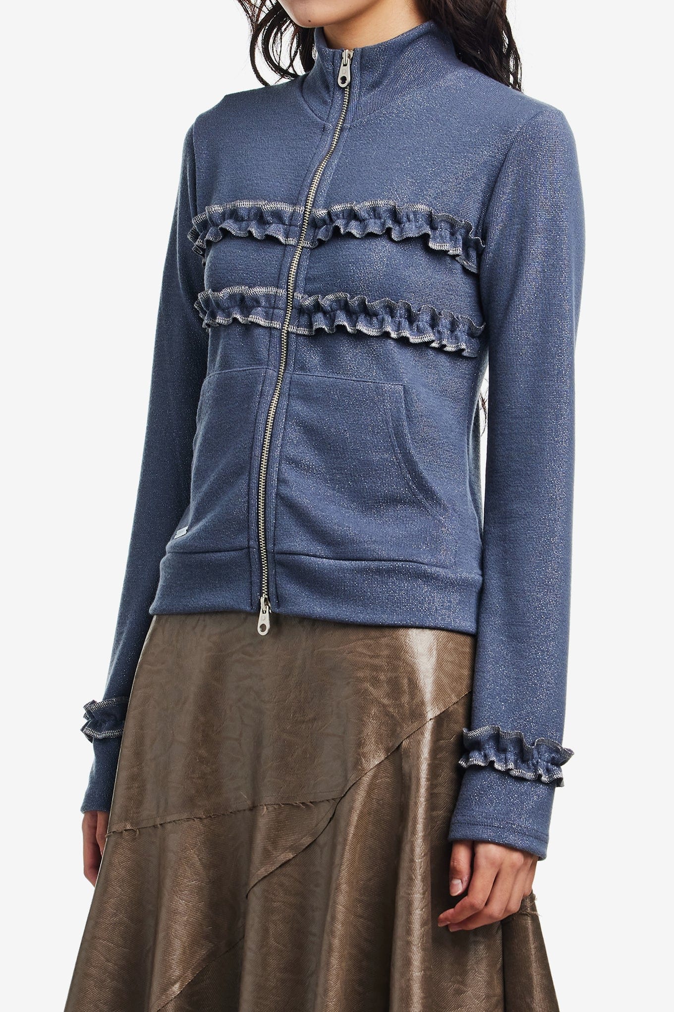 Polysooem SHIMMER FRILL HIGH - NECK JACKET