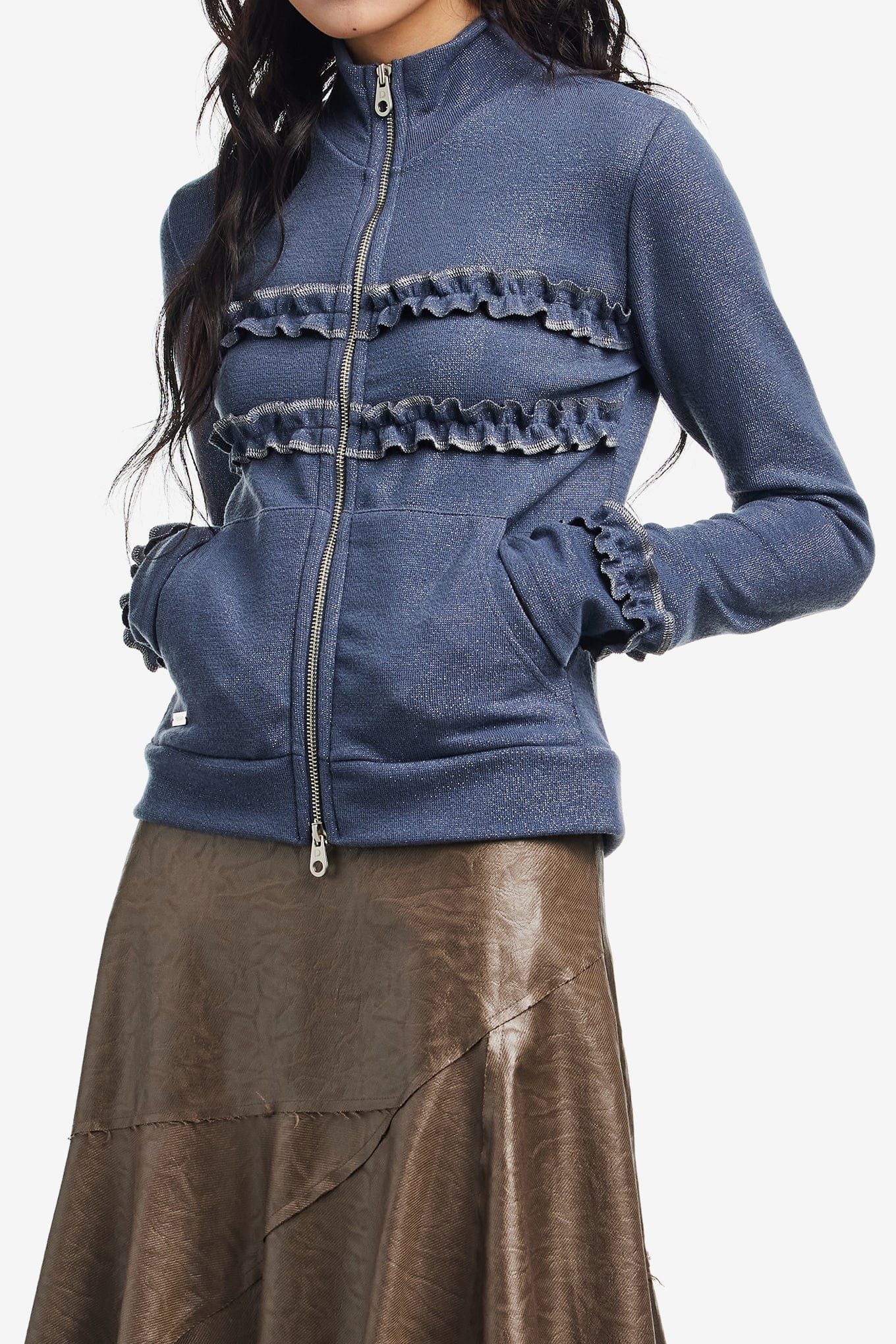 Polysooem SHIMMER FRILL HIGH - NECK JACKET