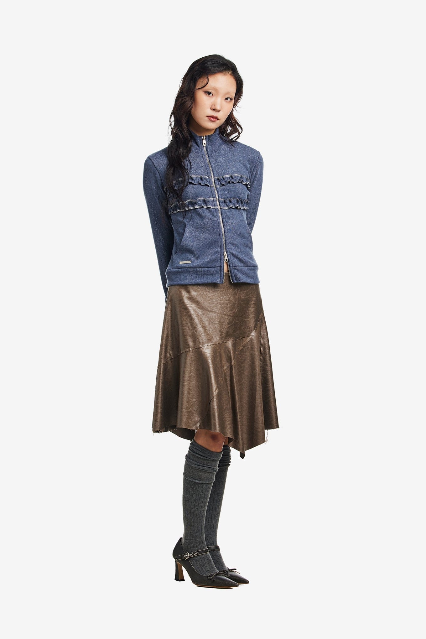 Polysooem SHIMMER FRILL HIGH - NECK JACKET