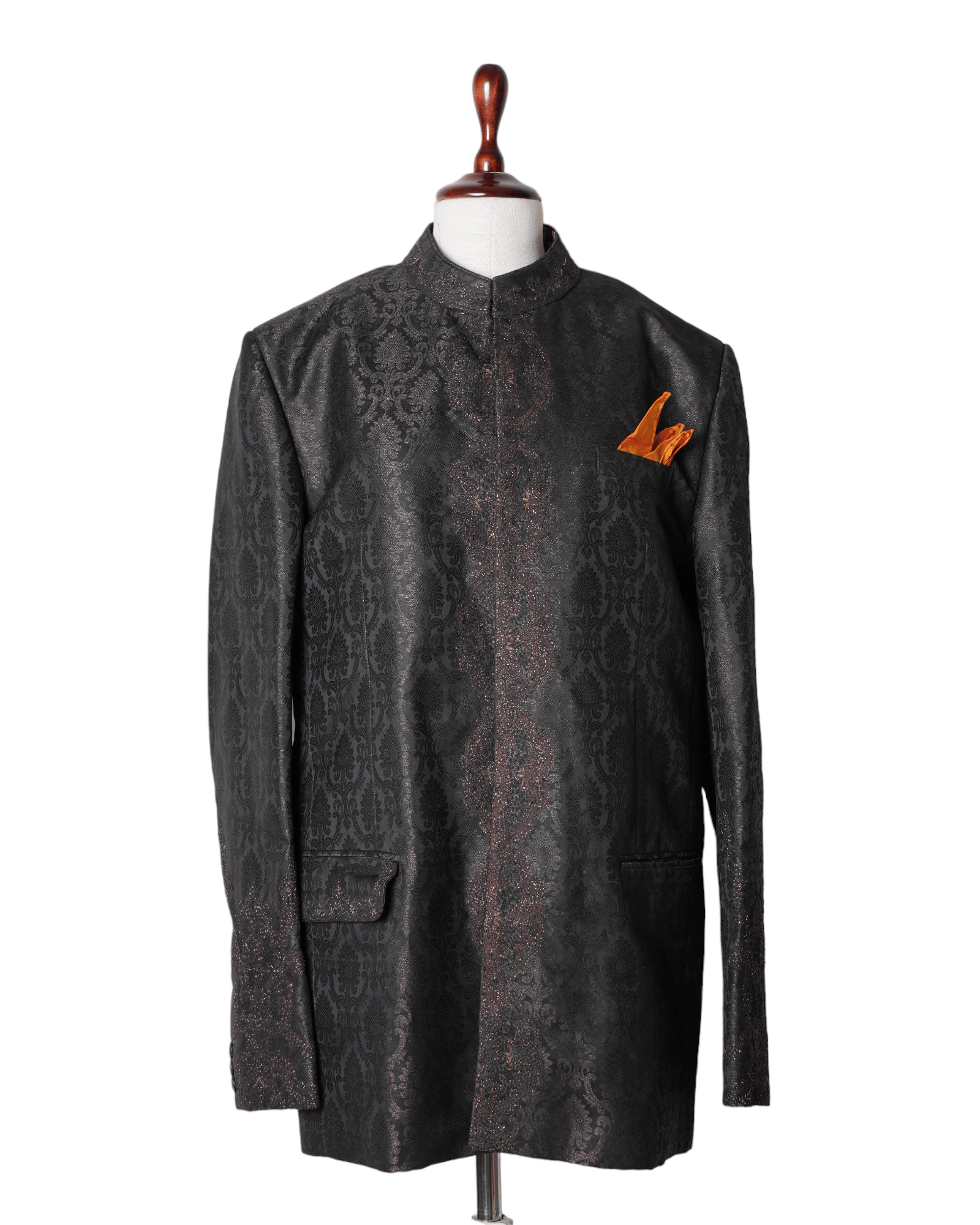 Raghavendra Rathore Raghvendra Rathore Brown Brocade Bandhgala with Pant