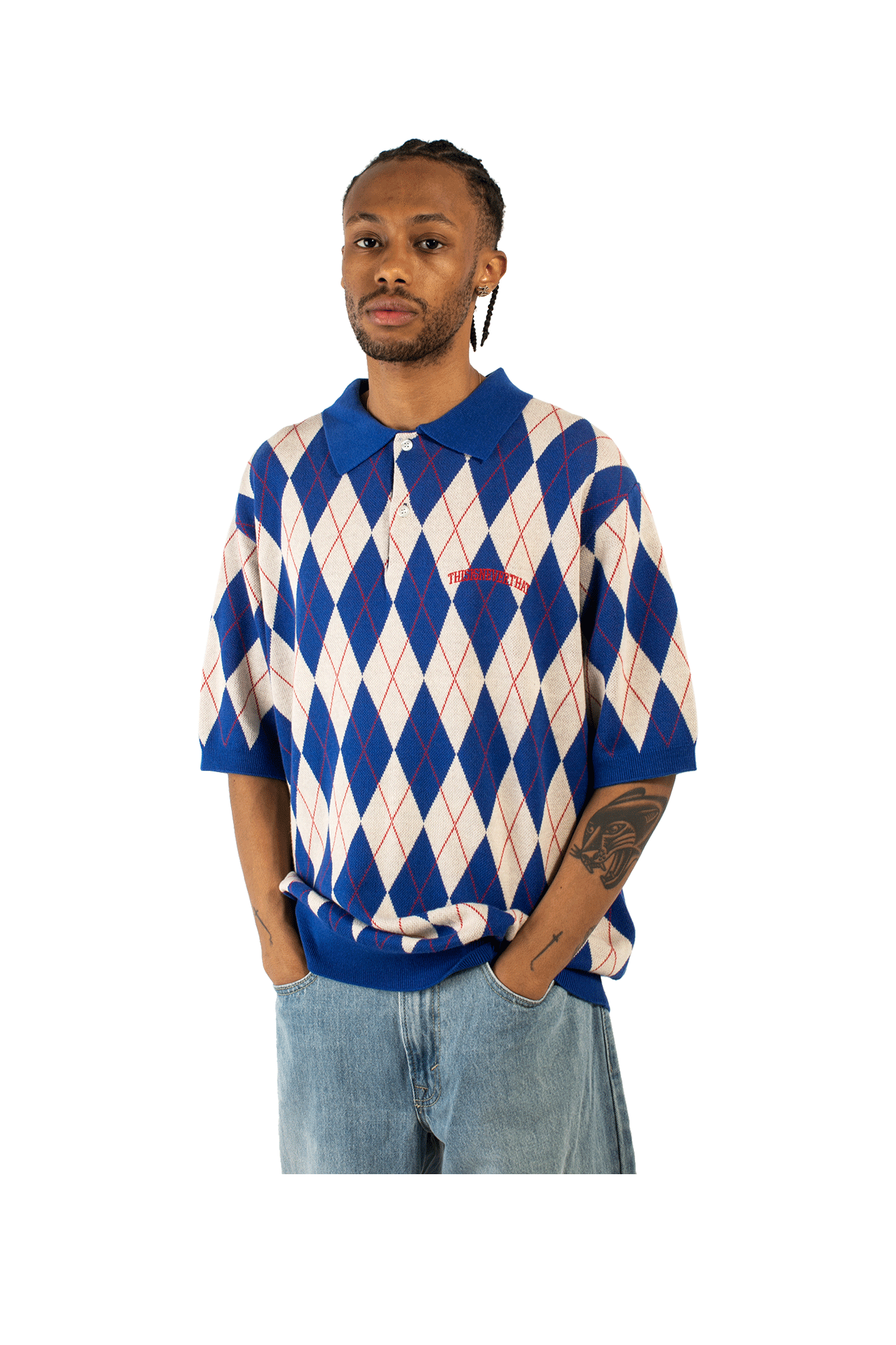Thisisneverthat Argyle Knit Polo