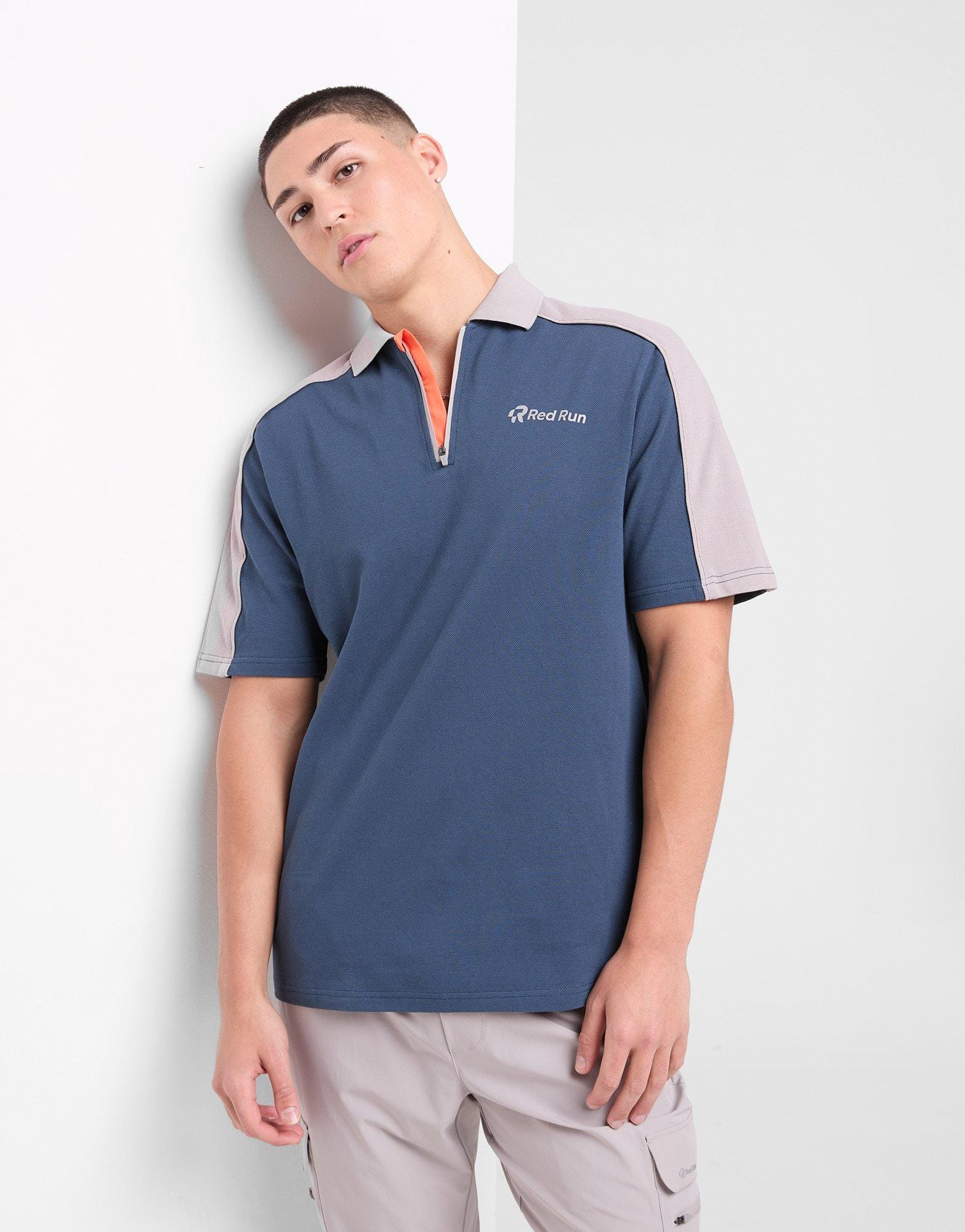 Red Run Activewear Zip Polo Shirt