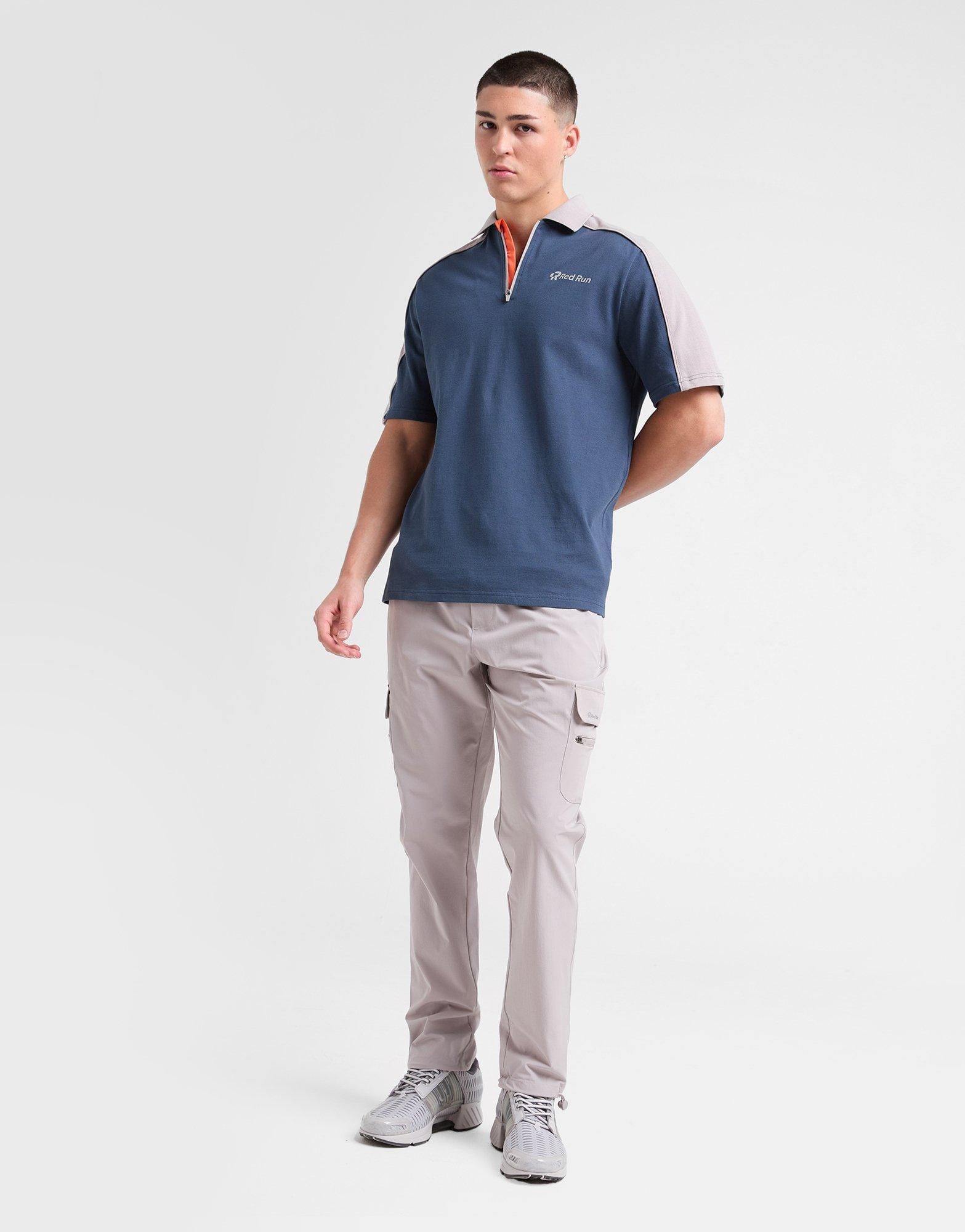 Red Run Activewear Zip Polo Shirt