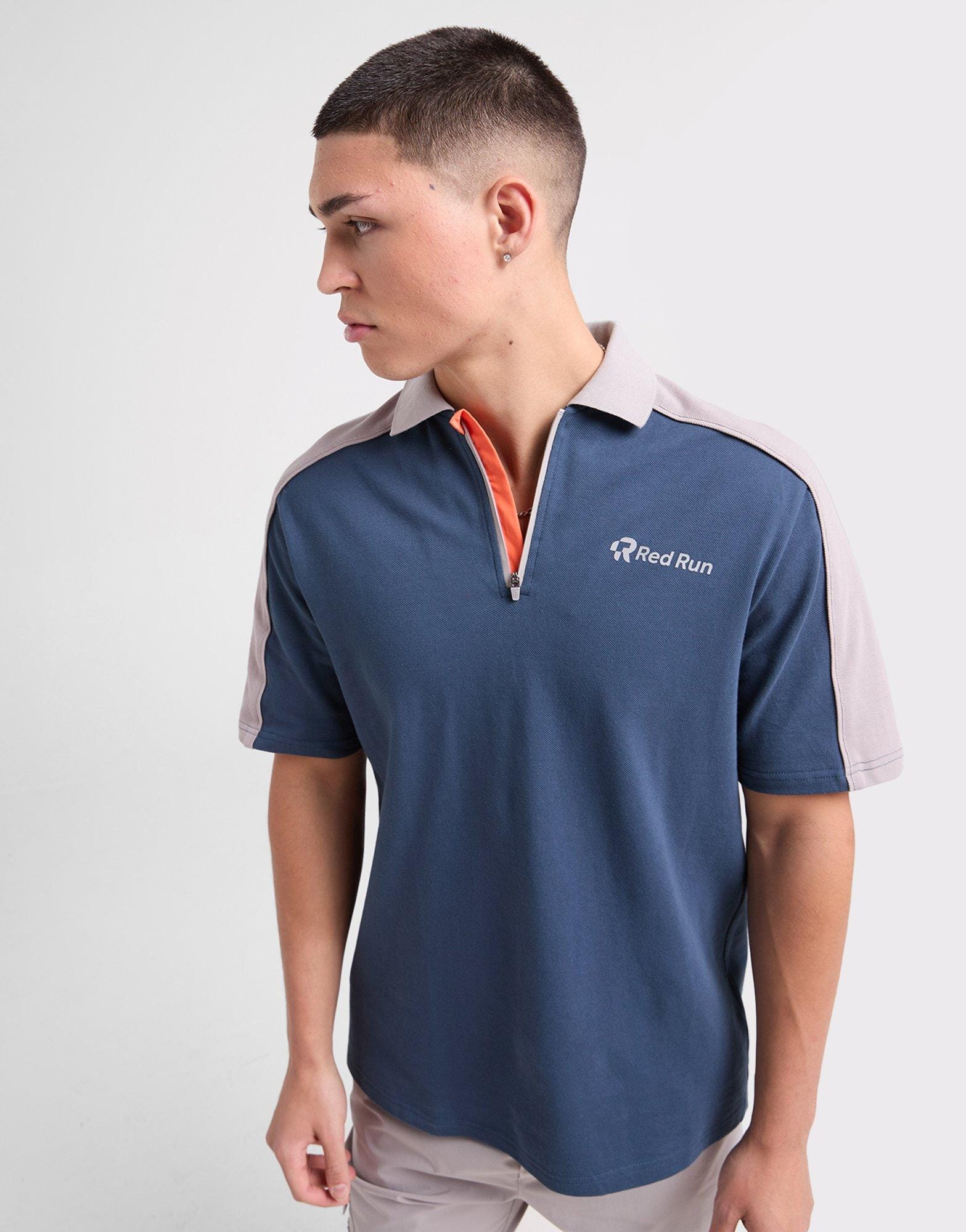 Red Run Activewear Zip Polo Shirt