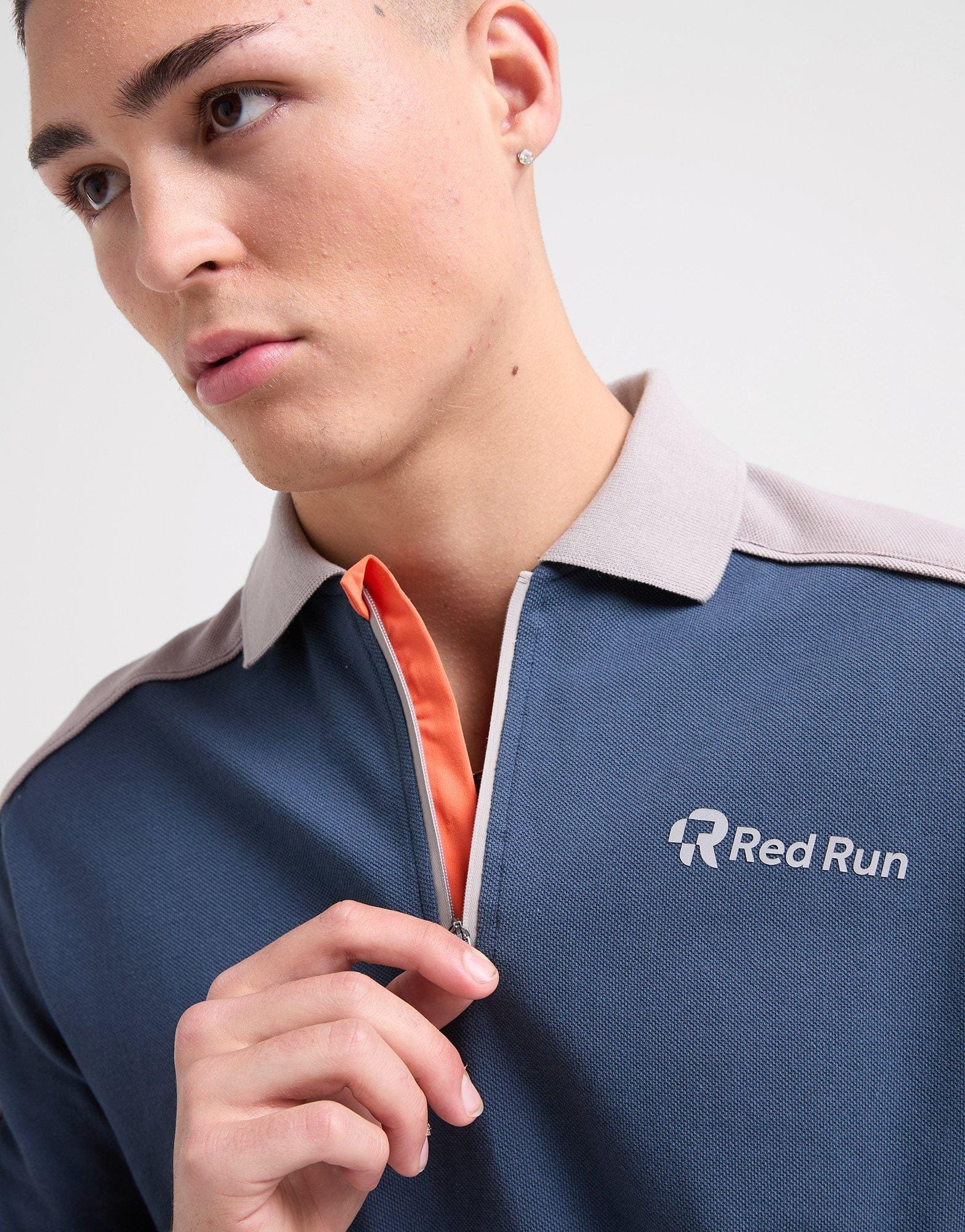 Red Run Activewear Zip Polo Shirt