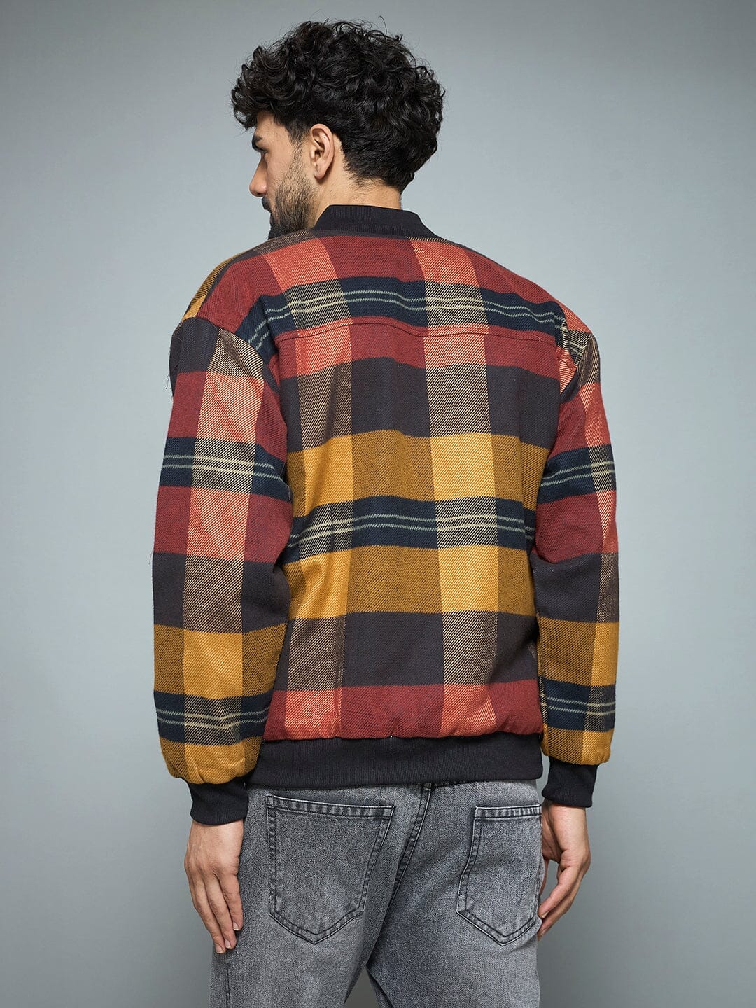 Monogram Red Checkered NY Monogram Flannel Bomber Jacket