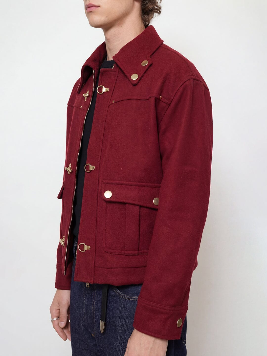 Fugazee Maroon Fireman Clasp Woollen Jacket