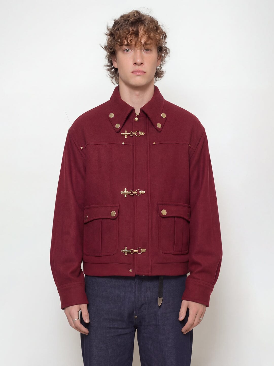 Fugazee Maroon Fireman Clasp Woollen Jacket