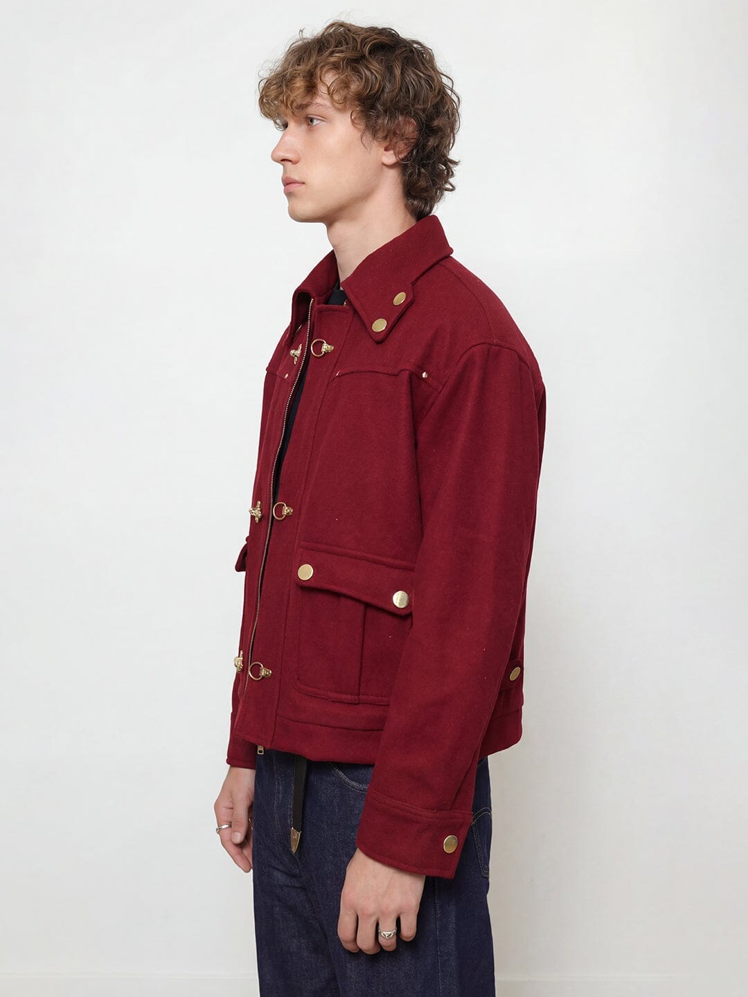 Fugazee Maroon Fireman Clasp Woollen Jacket