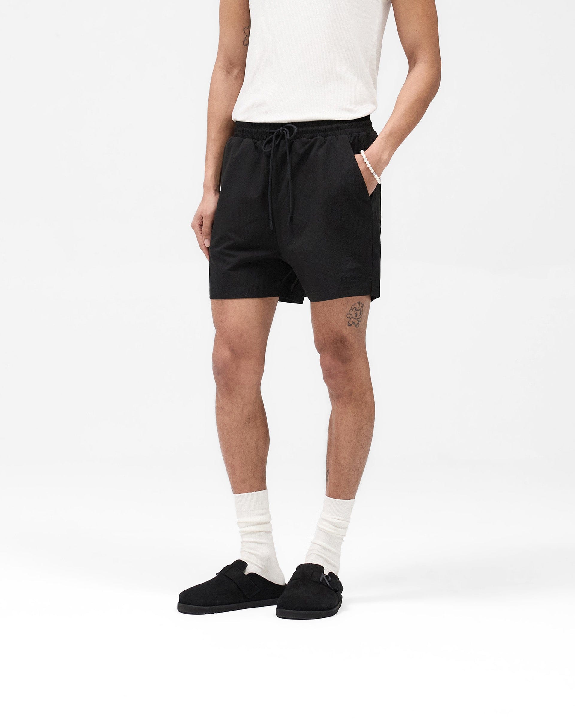 SS25 Seersucker Smart Swim Short - Black