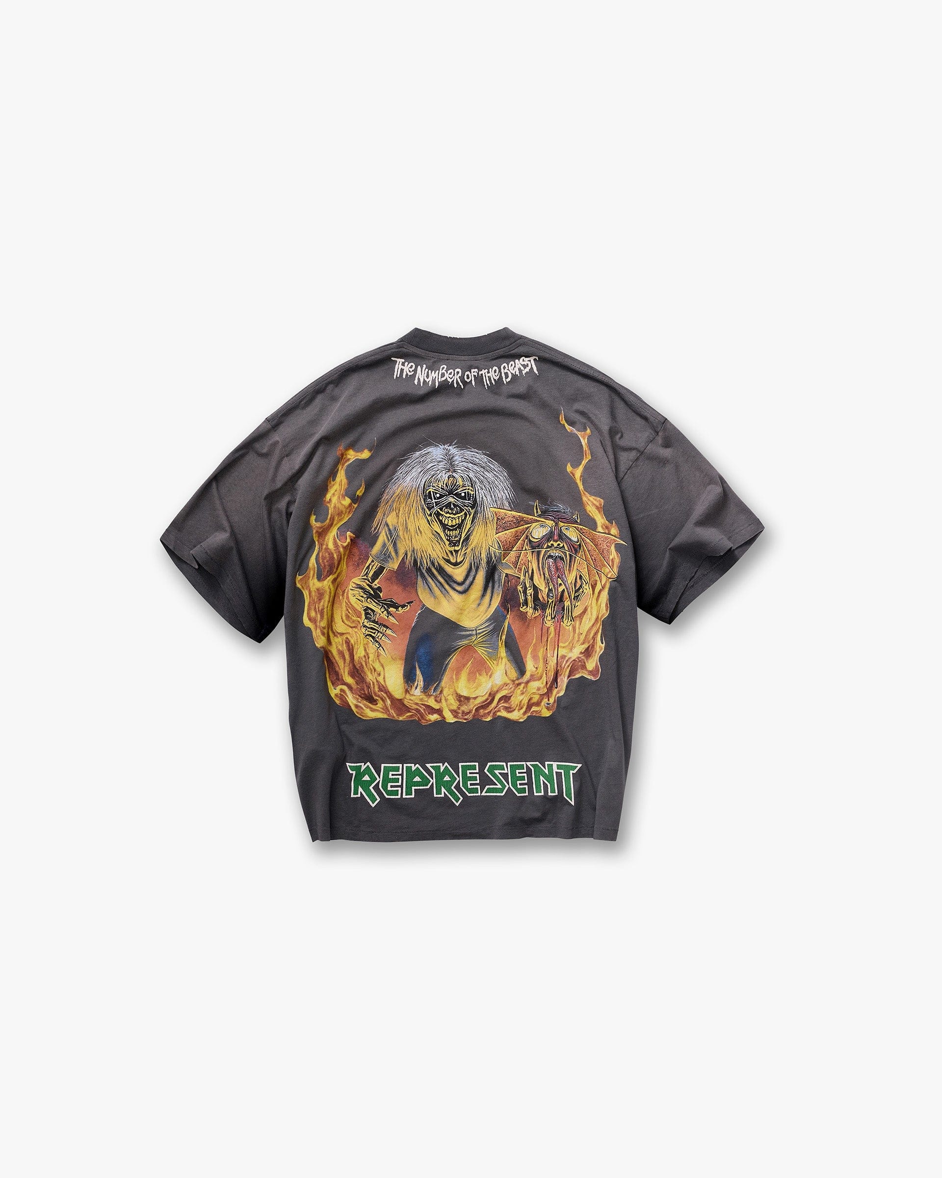 Exclusives Represent x Iron Maiden Number Of Beast T - Shirt - Sunfade Grey