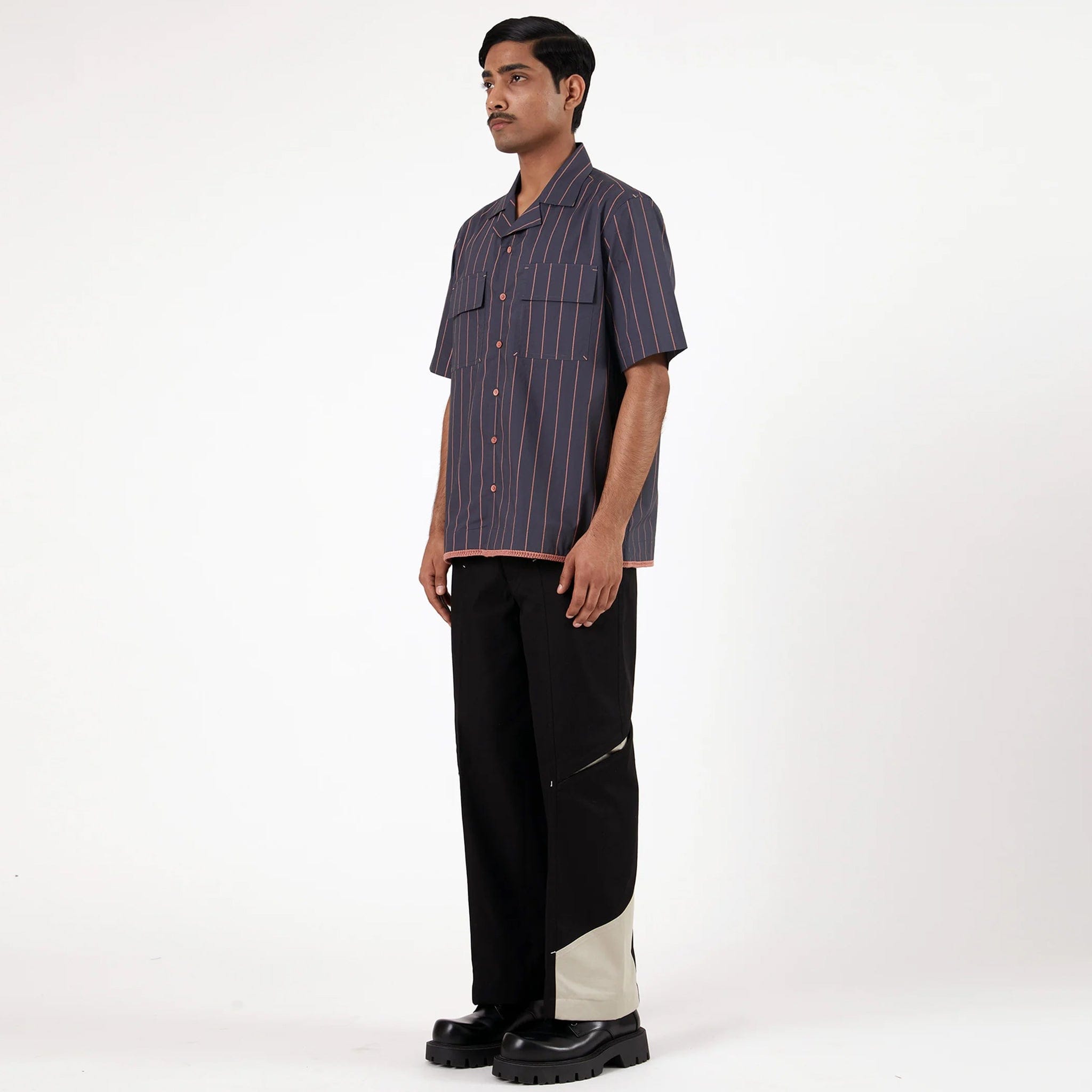 MARGN Regiment Stripped Shirt (Grey)