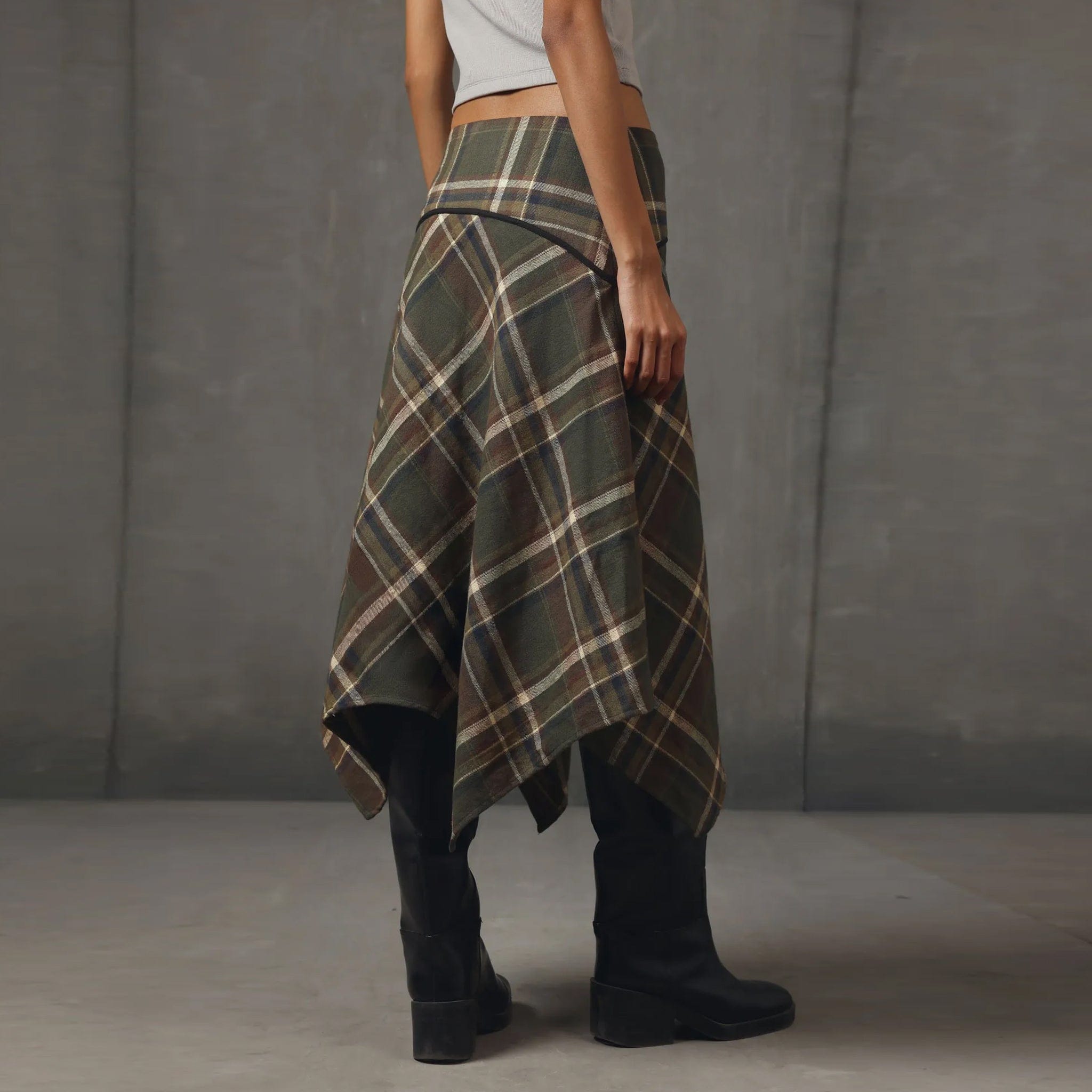 Almost Gods Plaid Panel Skirt