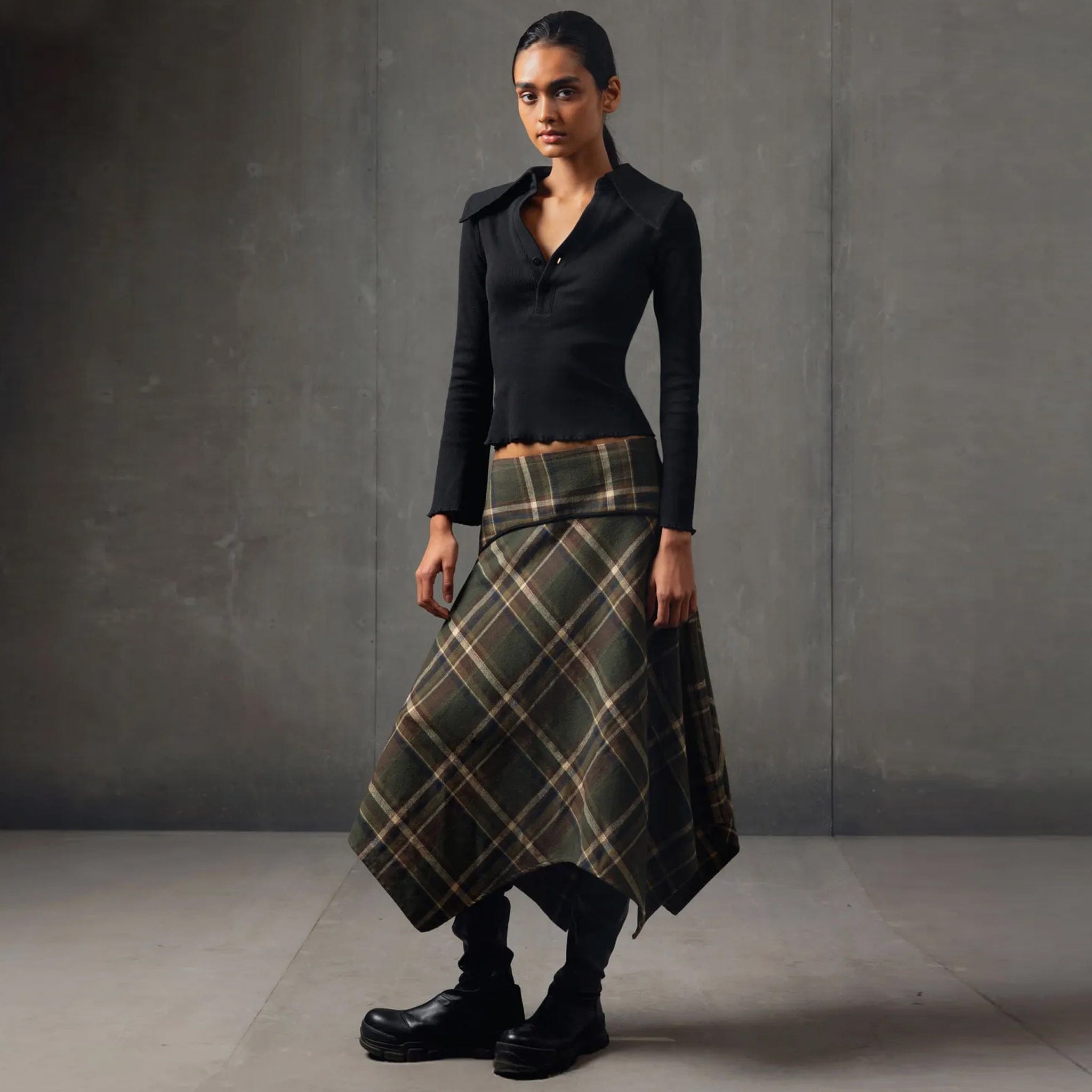 Almost Gods Plaid Panel Skirt