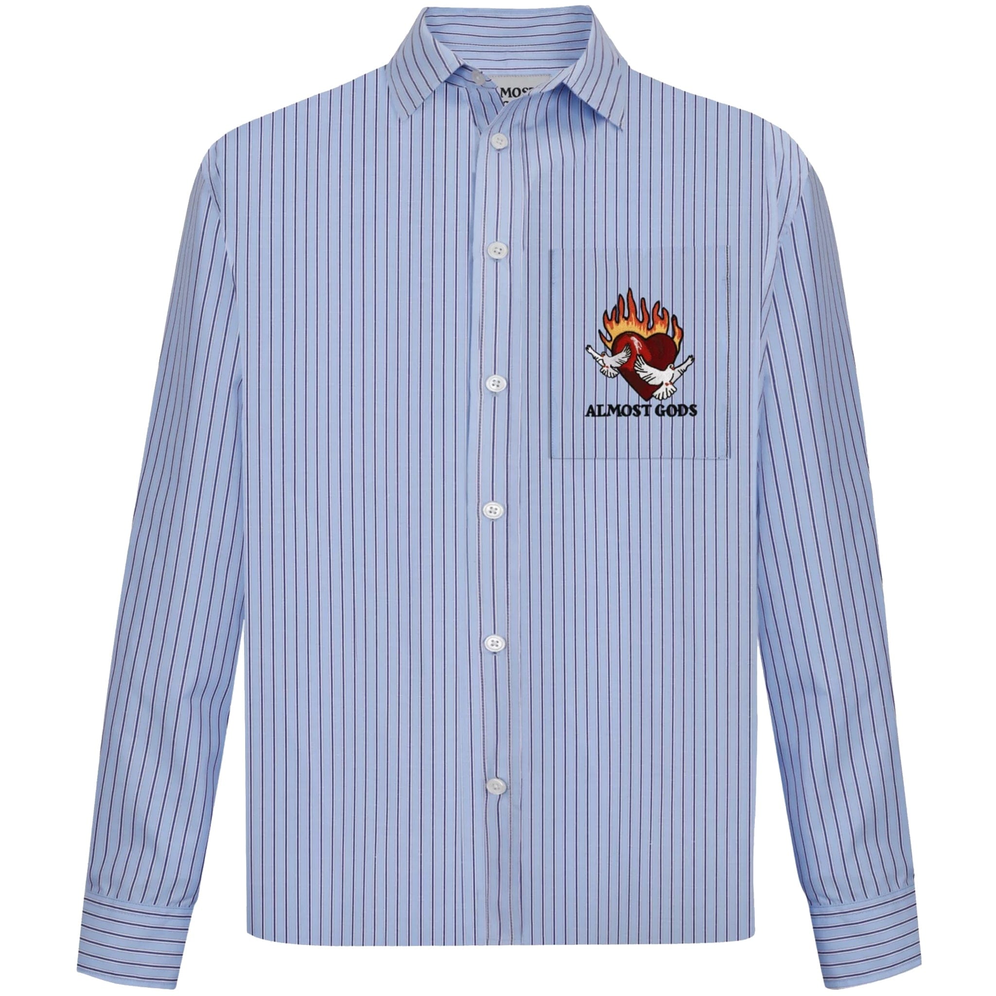 Almost Gods Burning Heart Striped Shirt