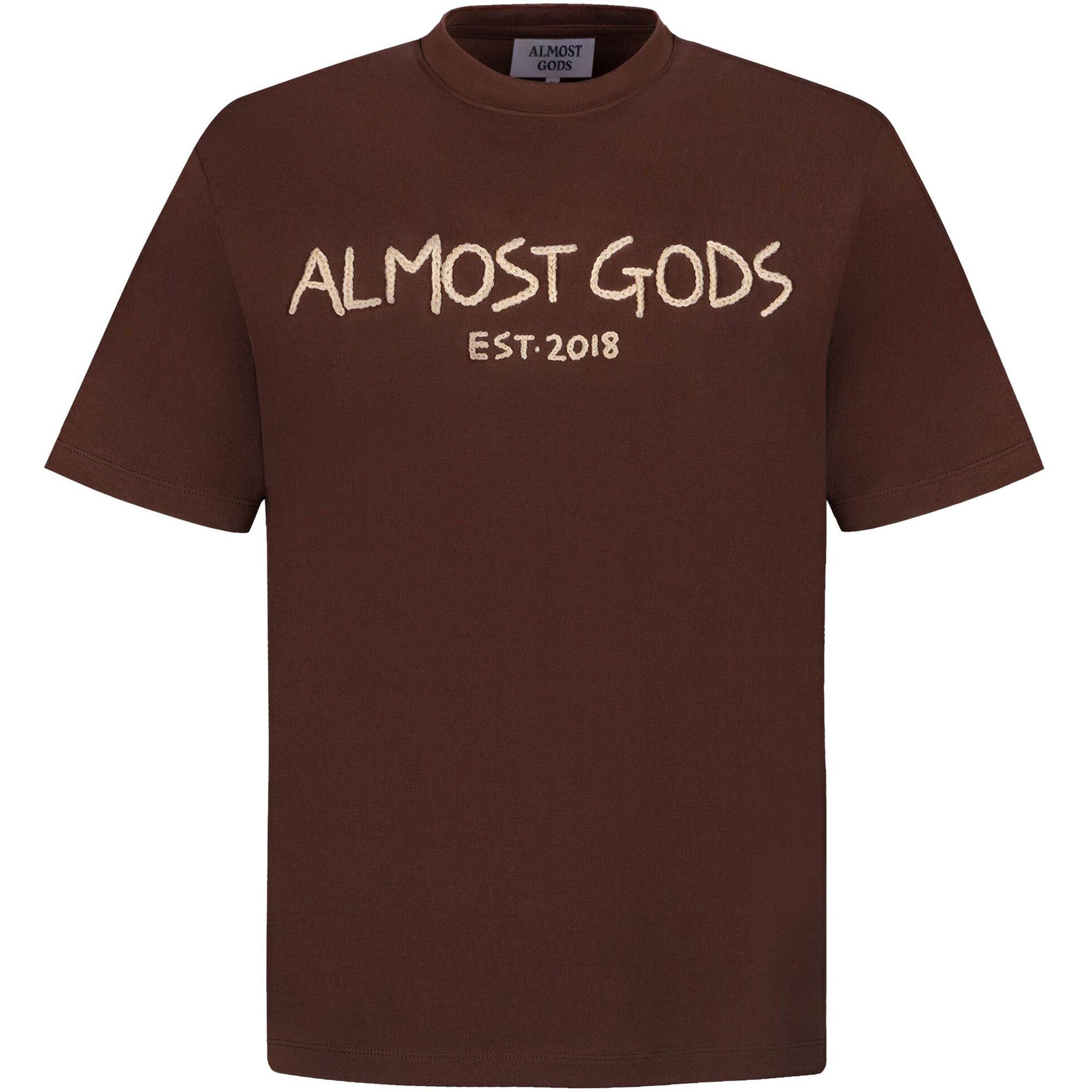 Almost Gods Hand Embroidered Aari T-Shirt (Brown)