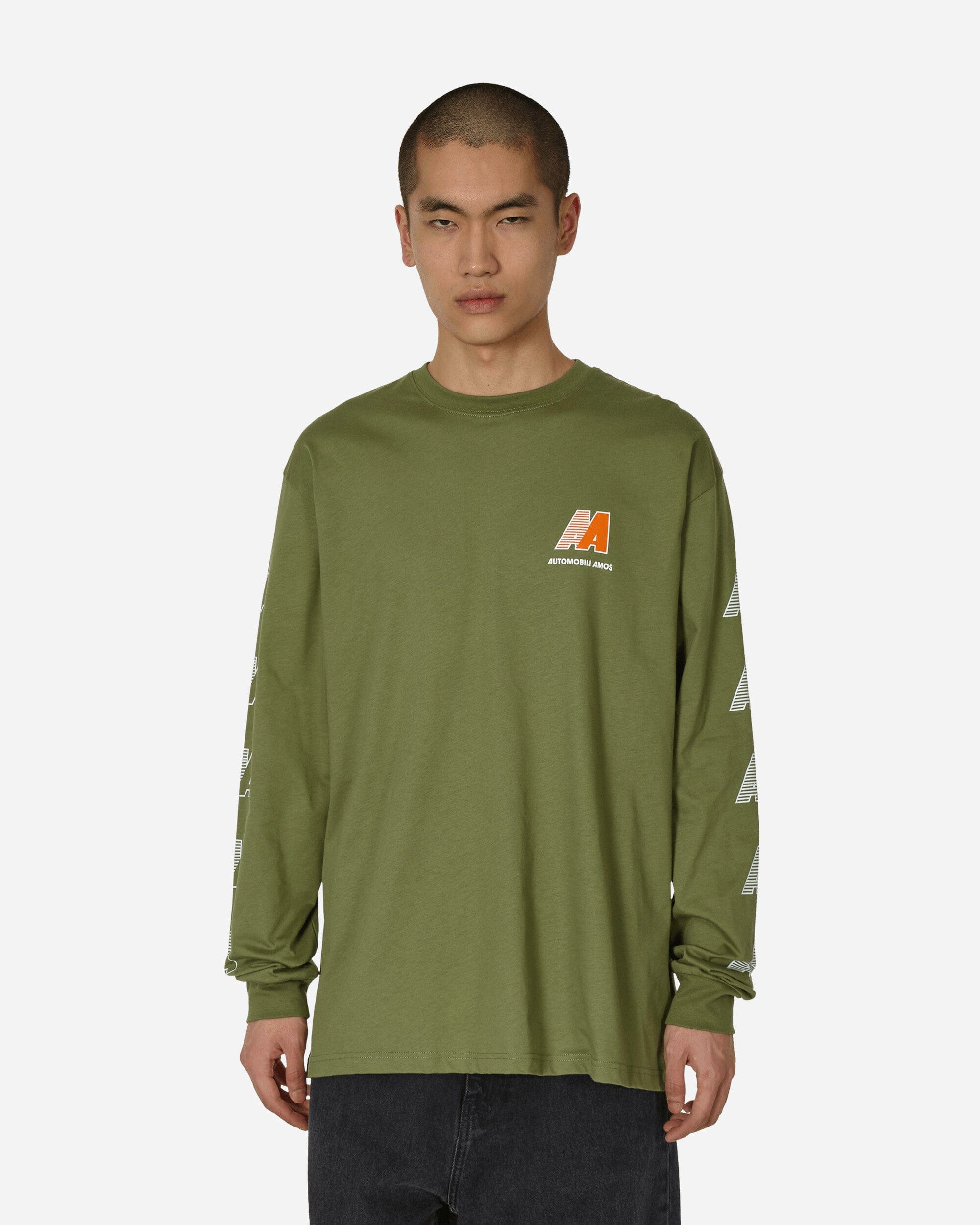 Automobili Amos AA Logo Longsleeve T - Shirt Army Green