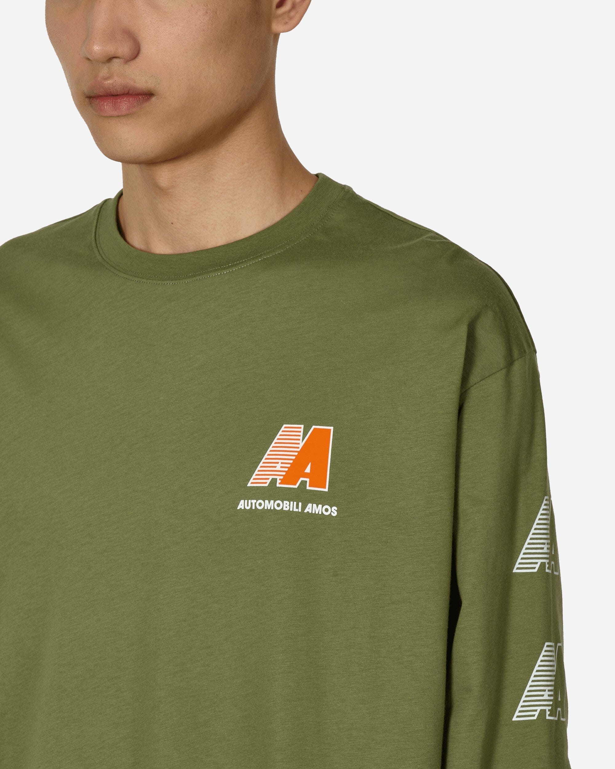 Automobili Amos AA Logo Longsleeve T - Shirt Army Green