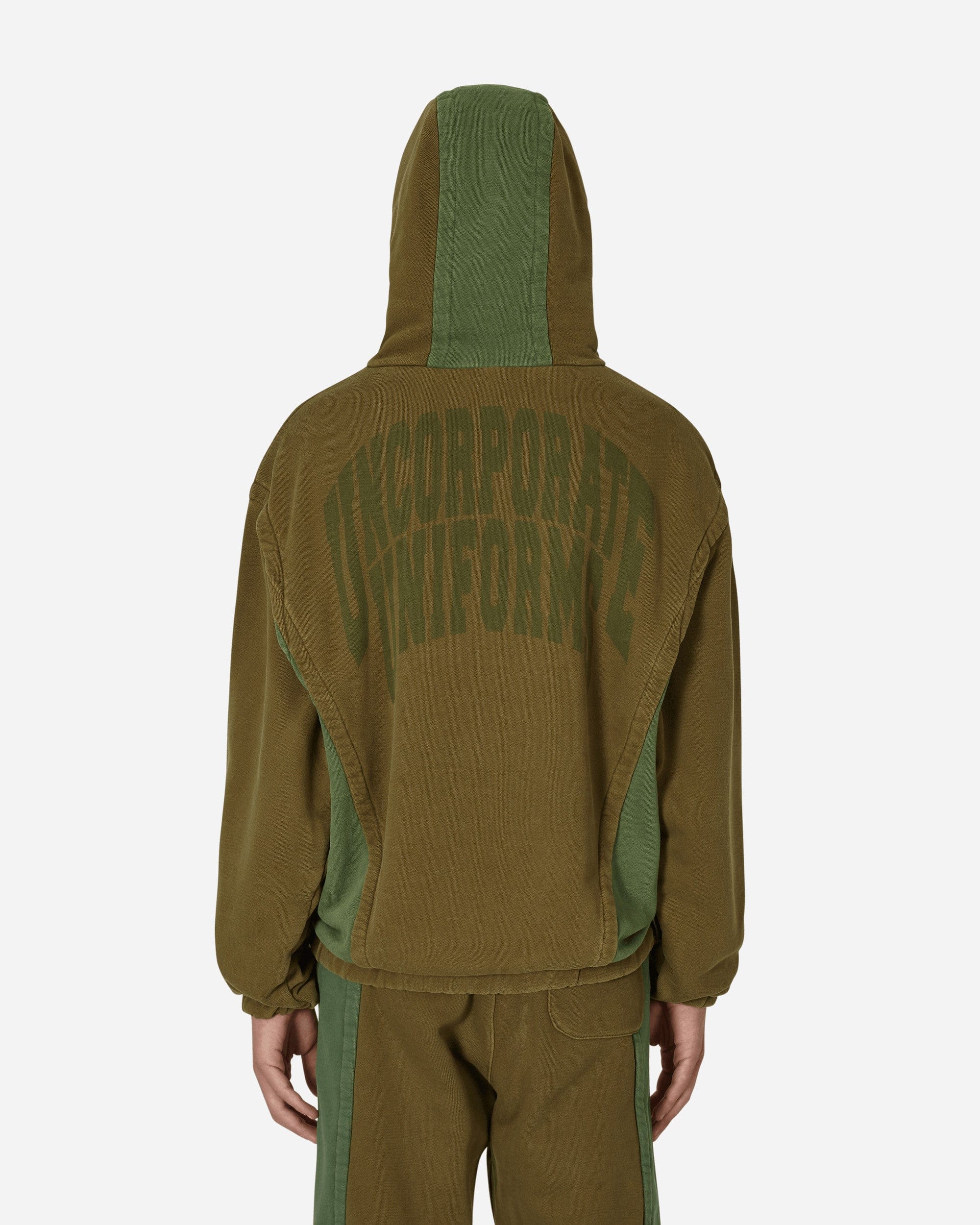 Slam Jam Panel Hooded Sweatshirt Green / Brown