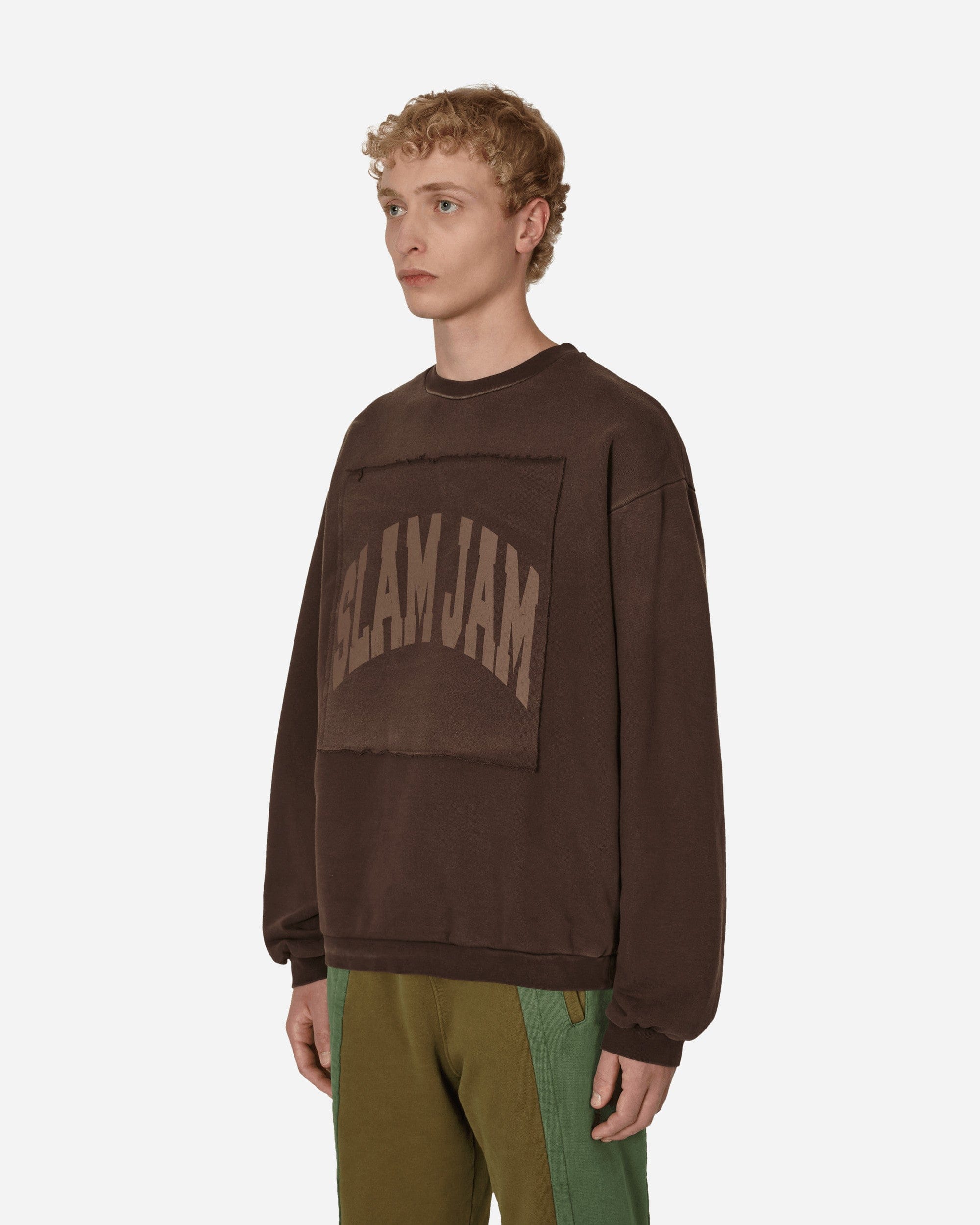 Slam Jam Boxy Crewneck Sweatshirt Brown