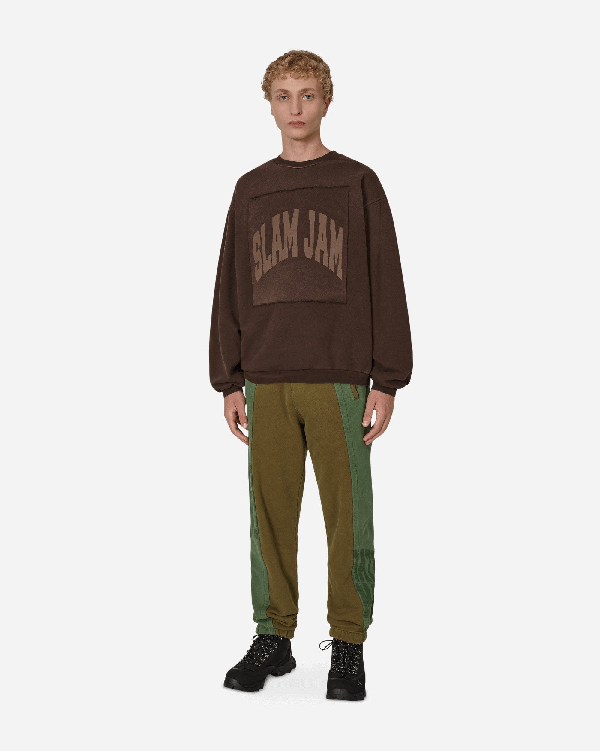 Slam Jam Boxy Crewneck Sweatshirt Brown