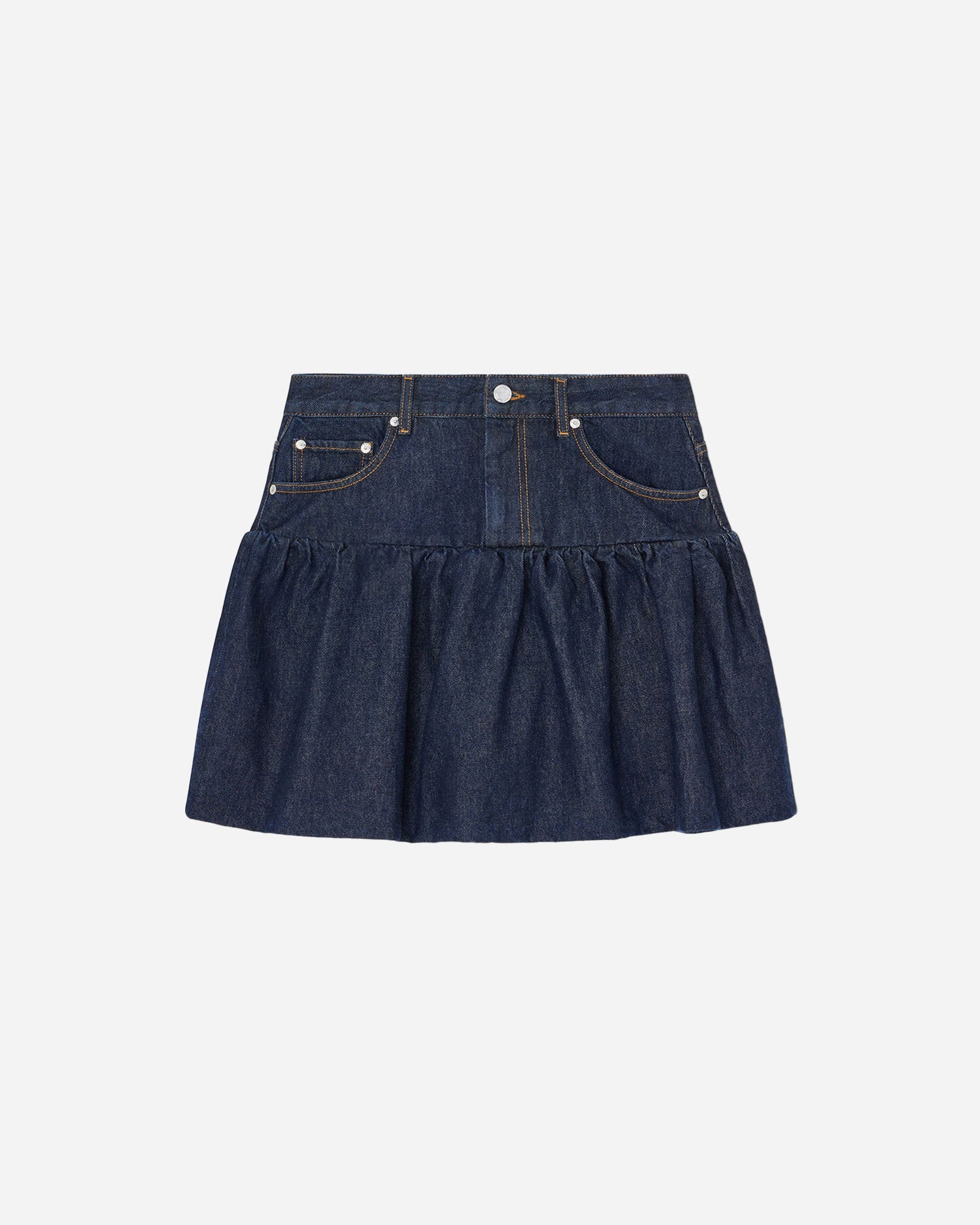 GANNI A/S Rinse Denim Bubble Mini Skirt