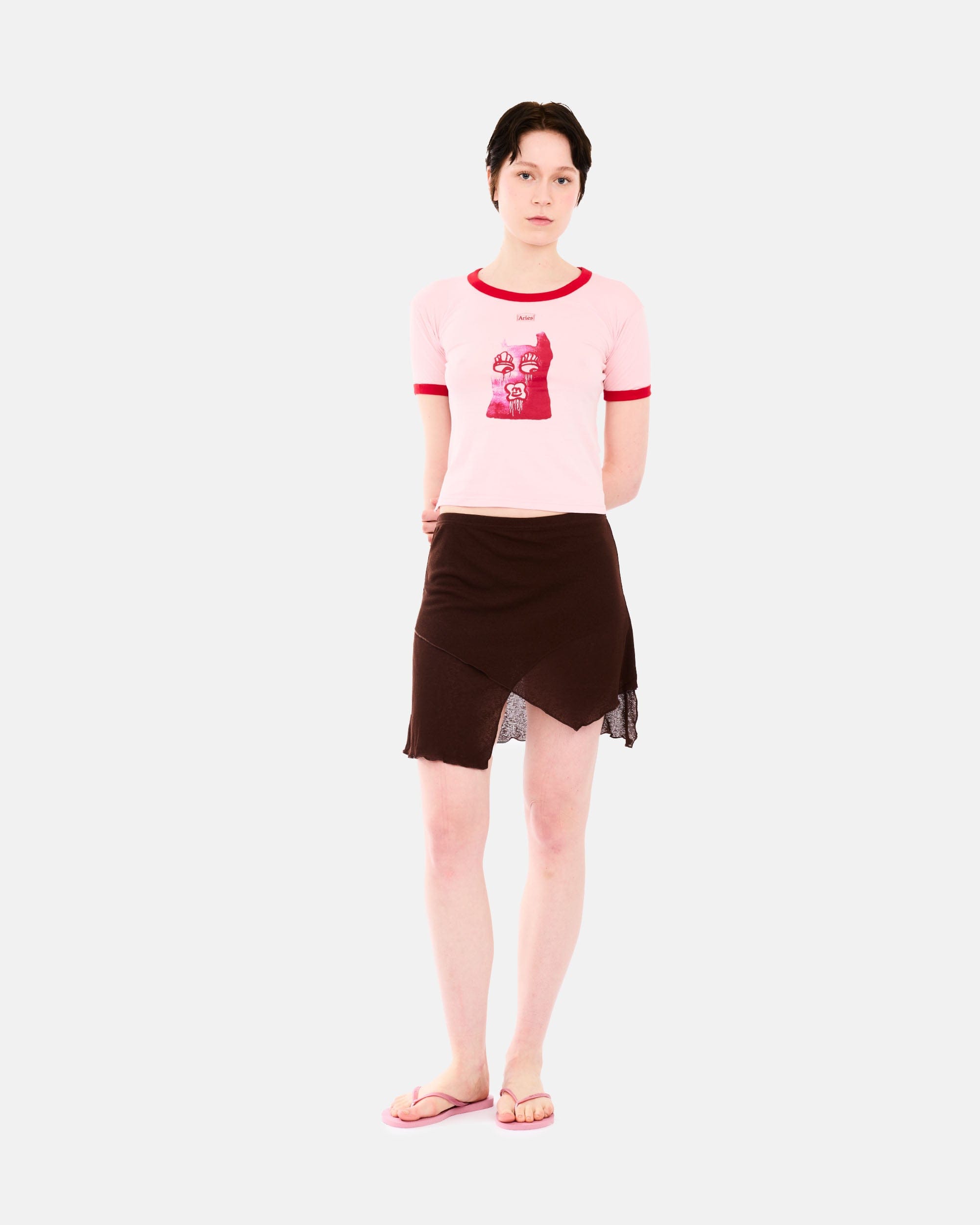 SLAM JAM SRL (ARIES ROA) Who Knows Ss Ringer T-Shirt