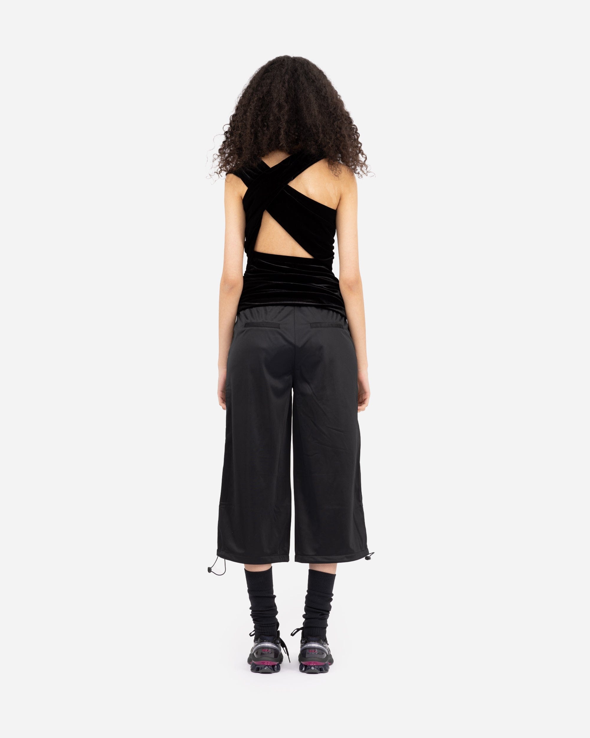 GANNI A/S Velvet Jersey Ruched Crossover Blouse