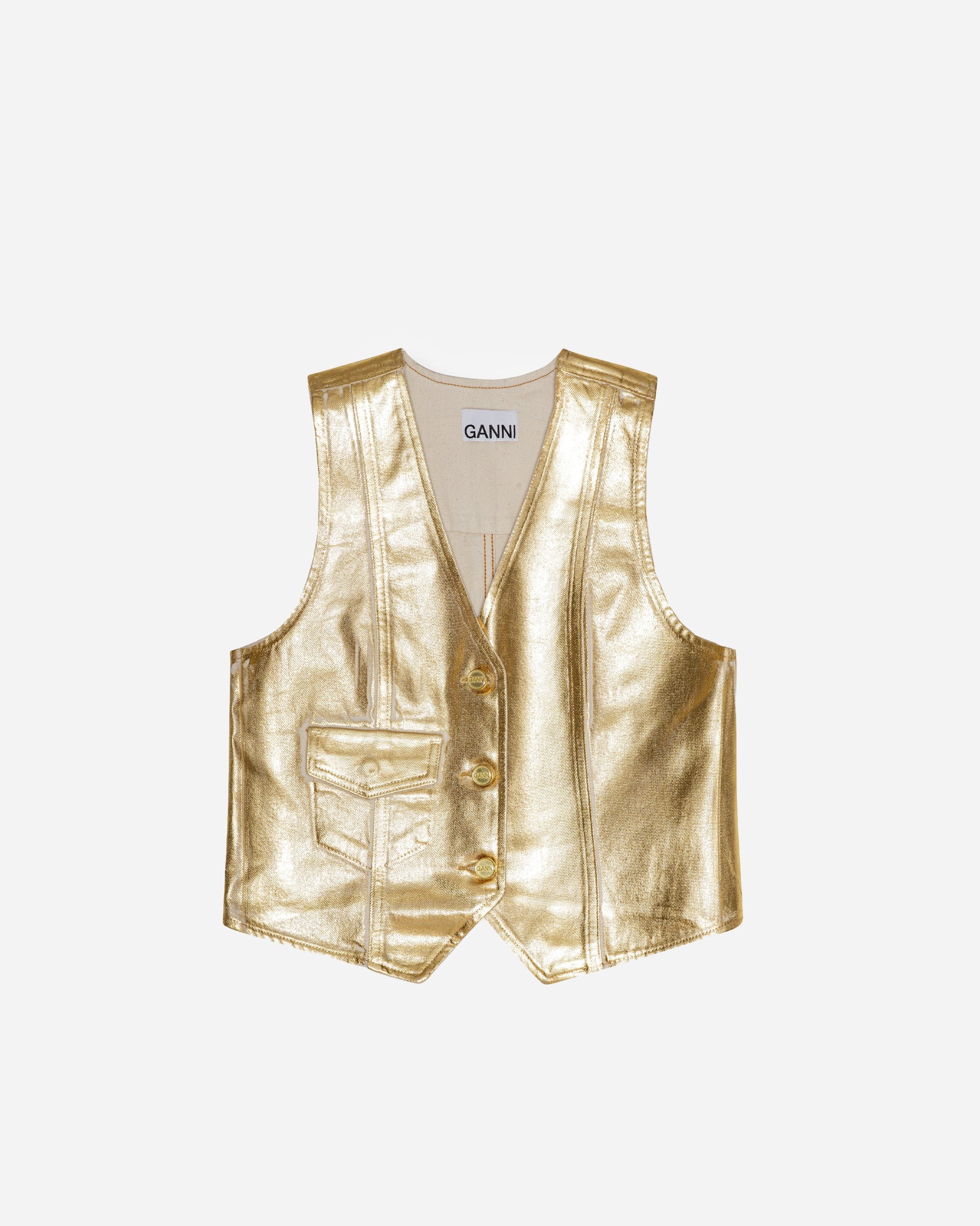 GANNI A/S Foil Denim Vest