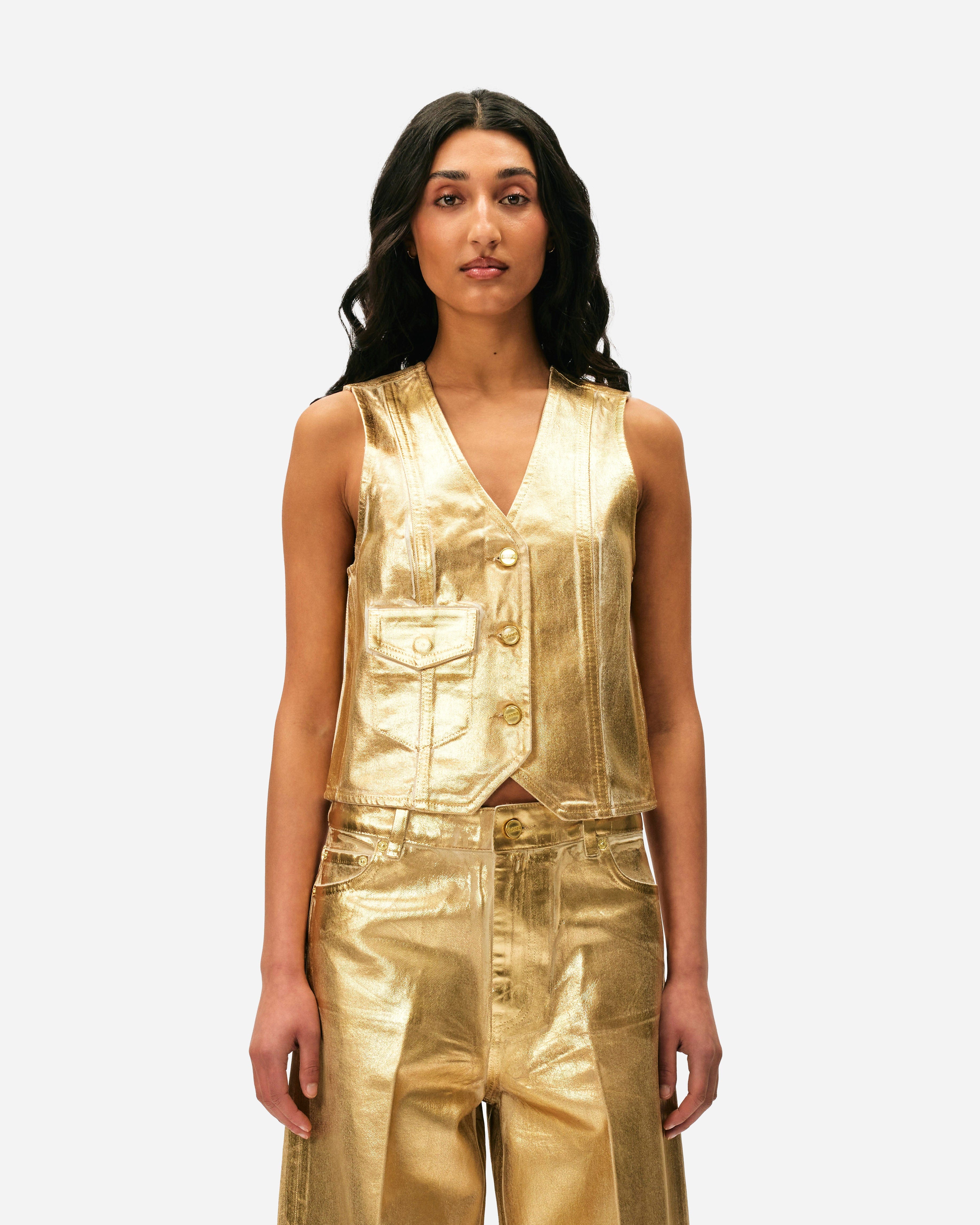 GANNI A/S Foil Denim Vest