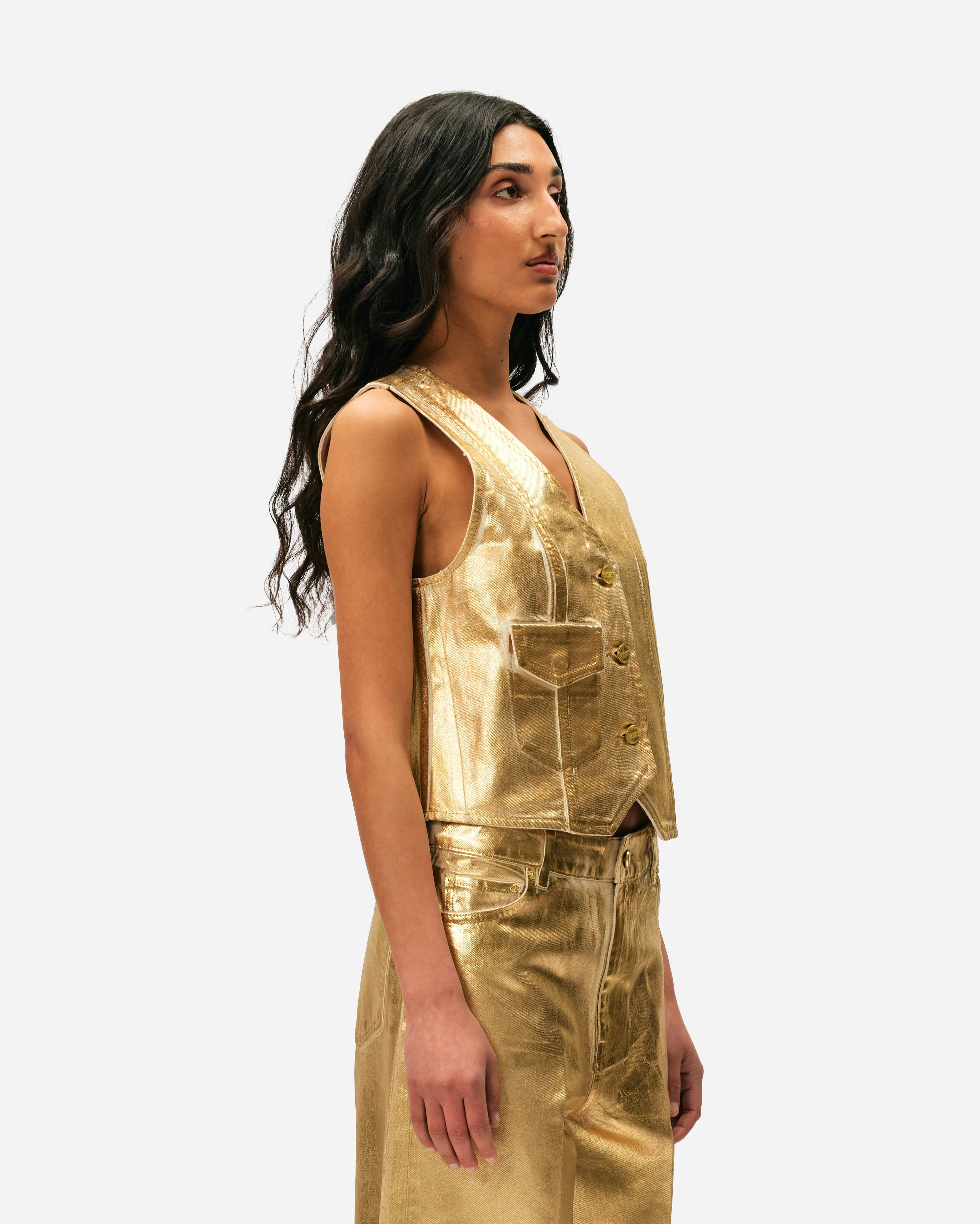 GANNI A/S Foil Denim Vest
