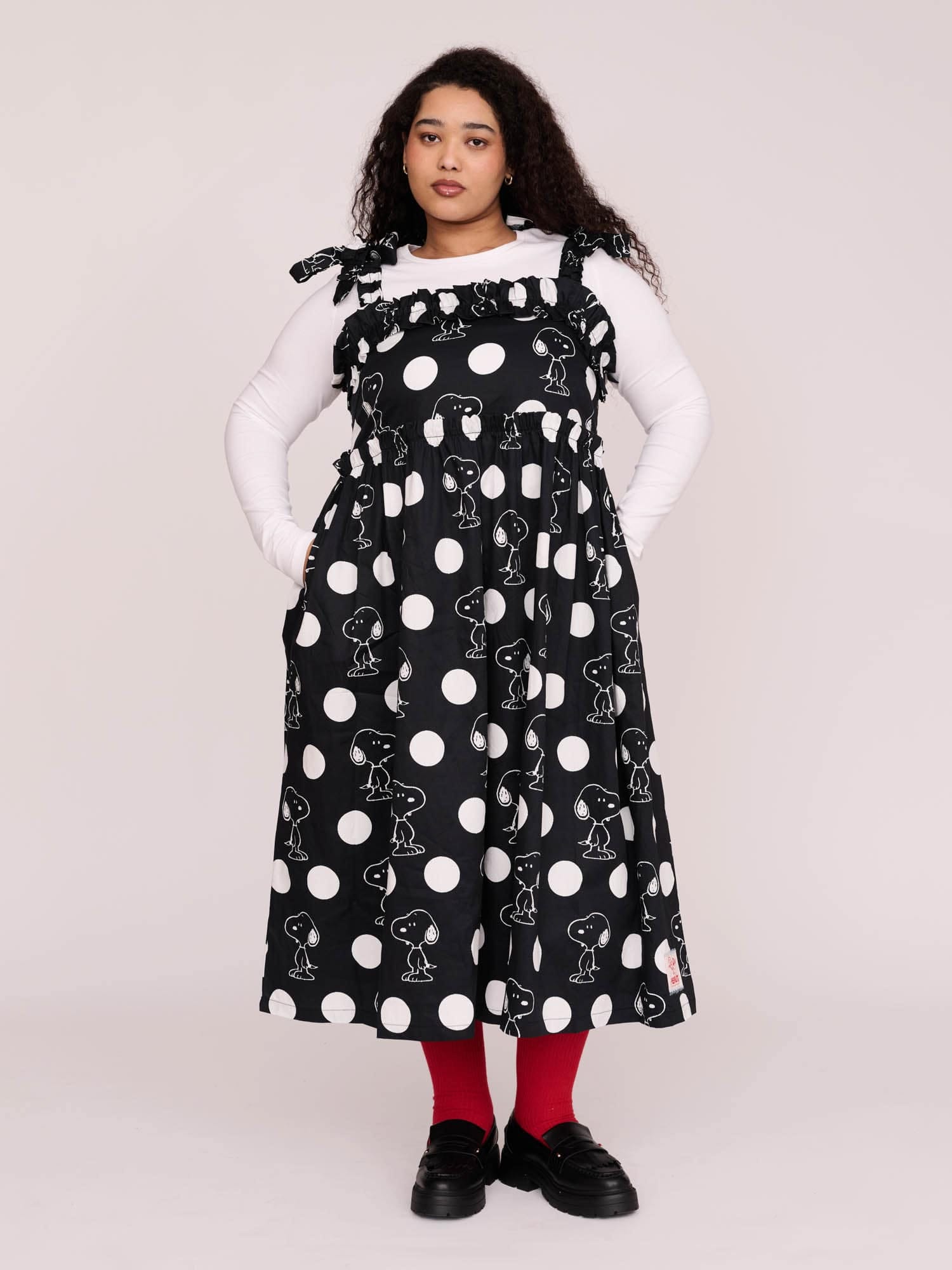 Peanuts Lazy Oaf x Peanuts Snoopy Spot Frill Midi Dress