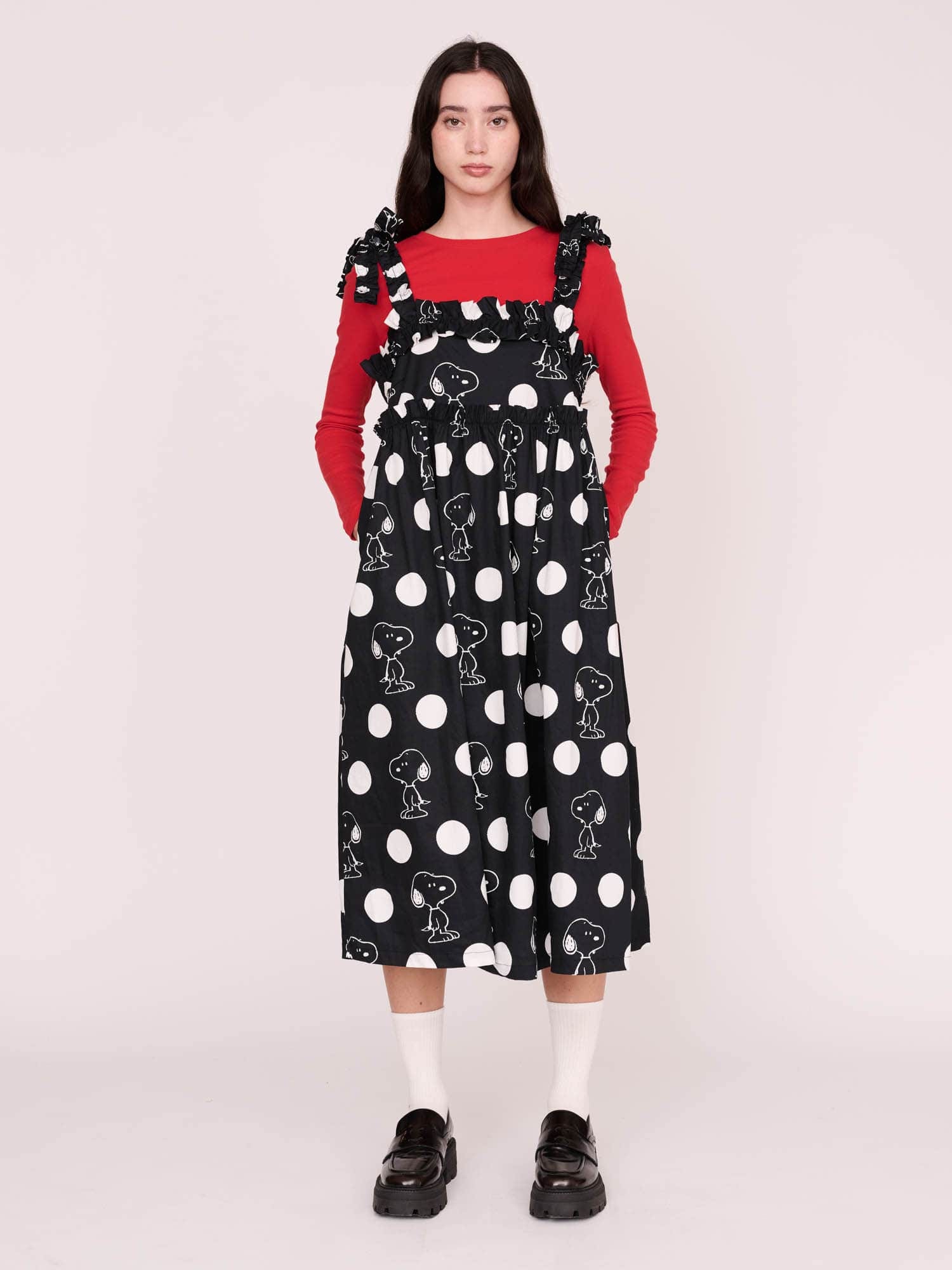 Peanuts Lazy Oaf x Peanuts Snoopy Spot Frill Midi Dress