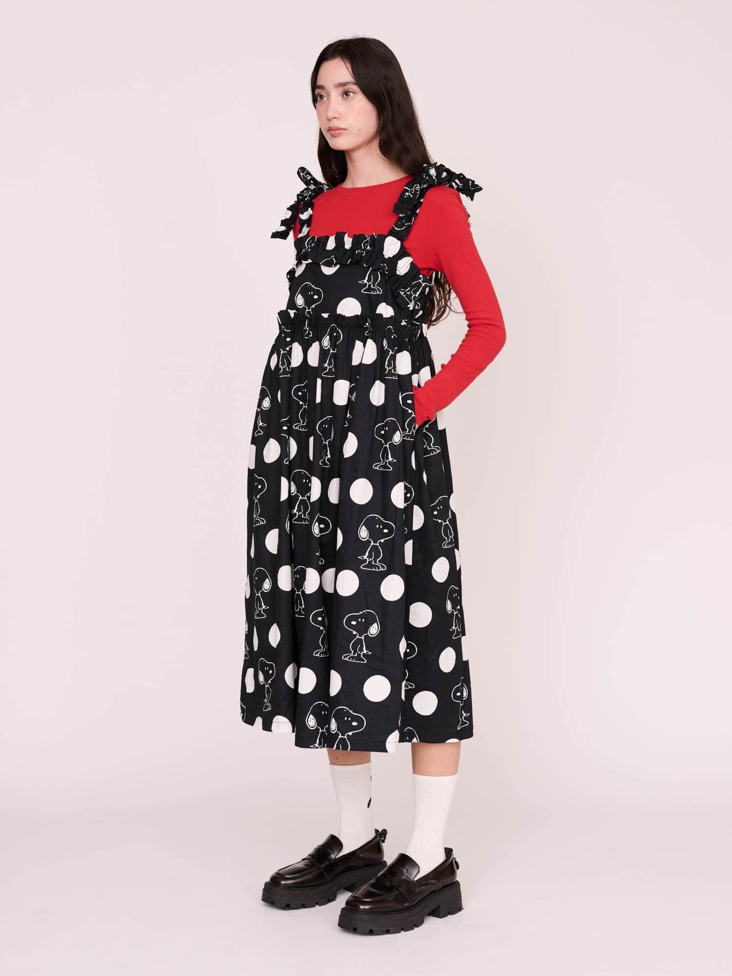 Peanuts Lazy Oaf x Peanuts Snoopy Spot Frill Midi Dress