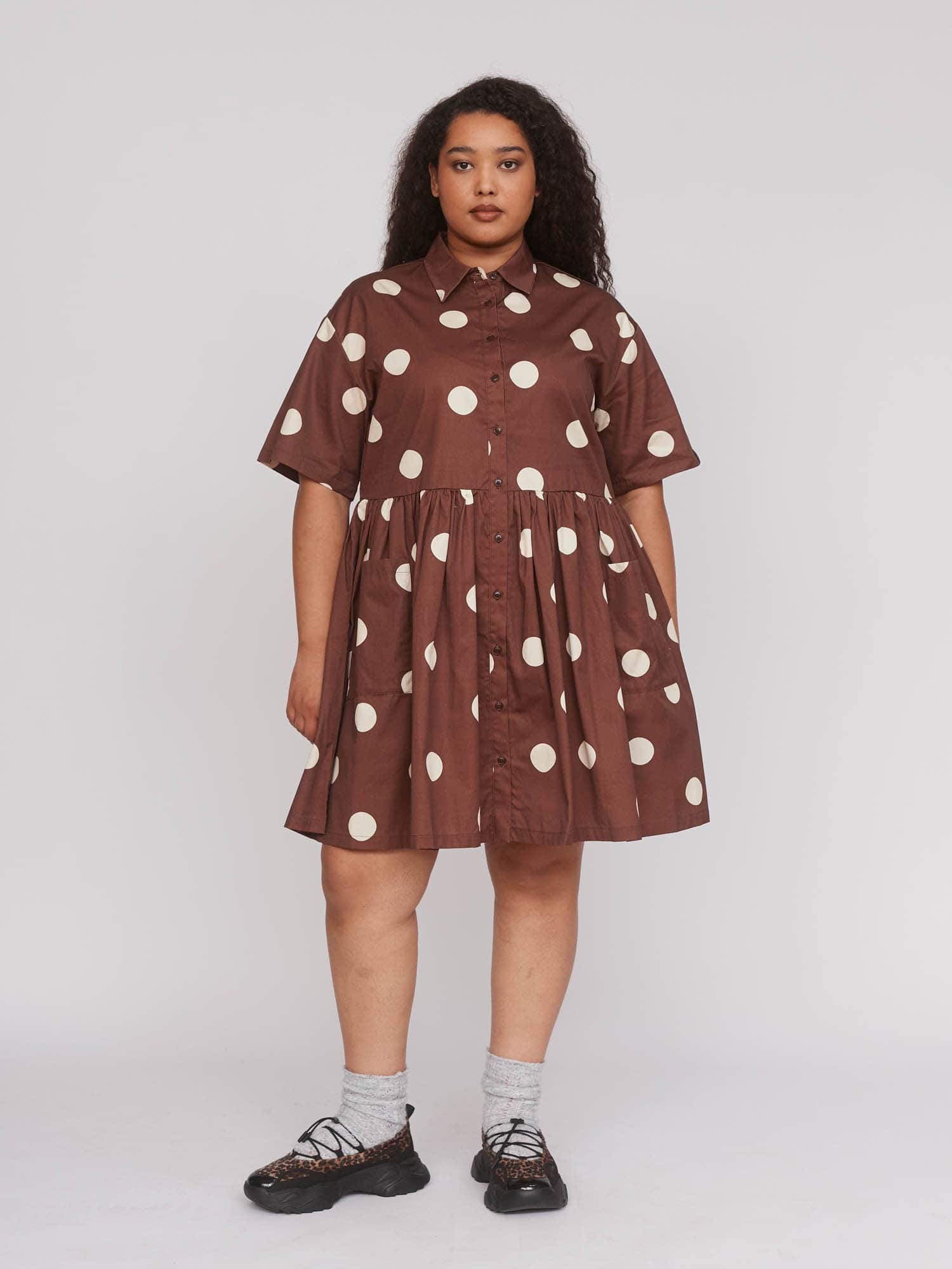 Lazy Oaf Polka Dot Mini Shirt Dress