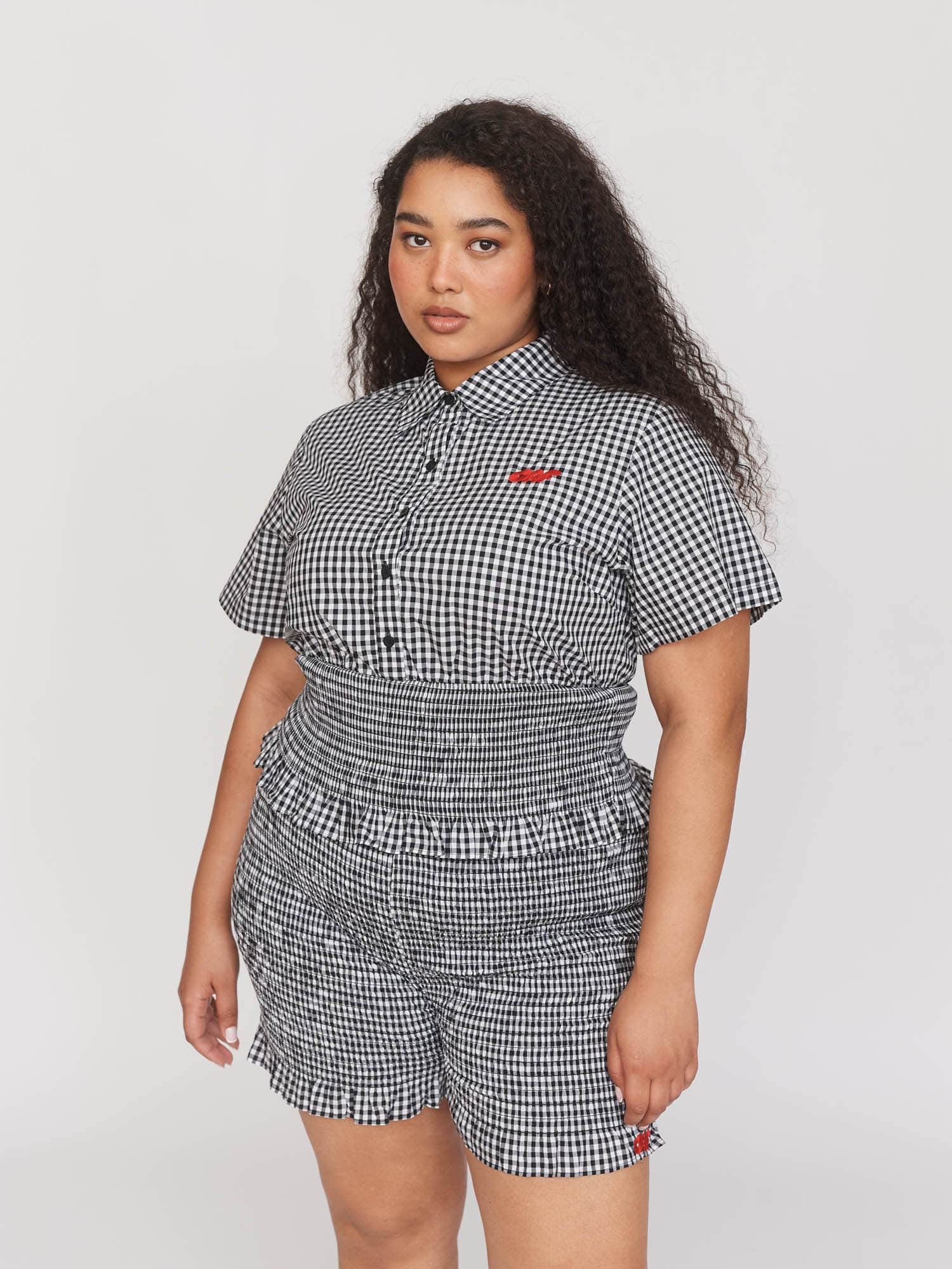 Lazy Oaf Gingham Shirred Shirt