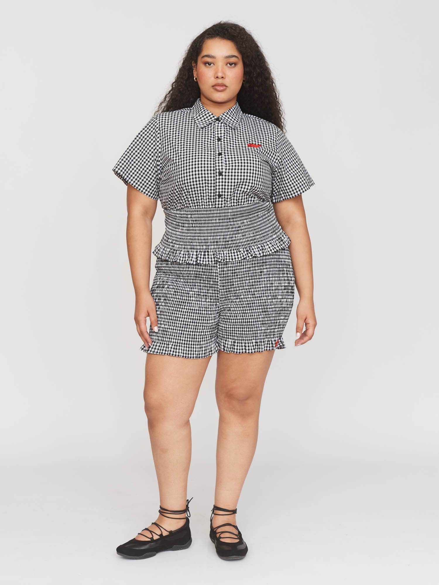 Lazy Oaf Gingham Shirred Shirt