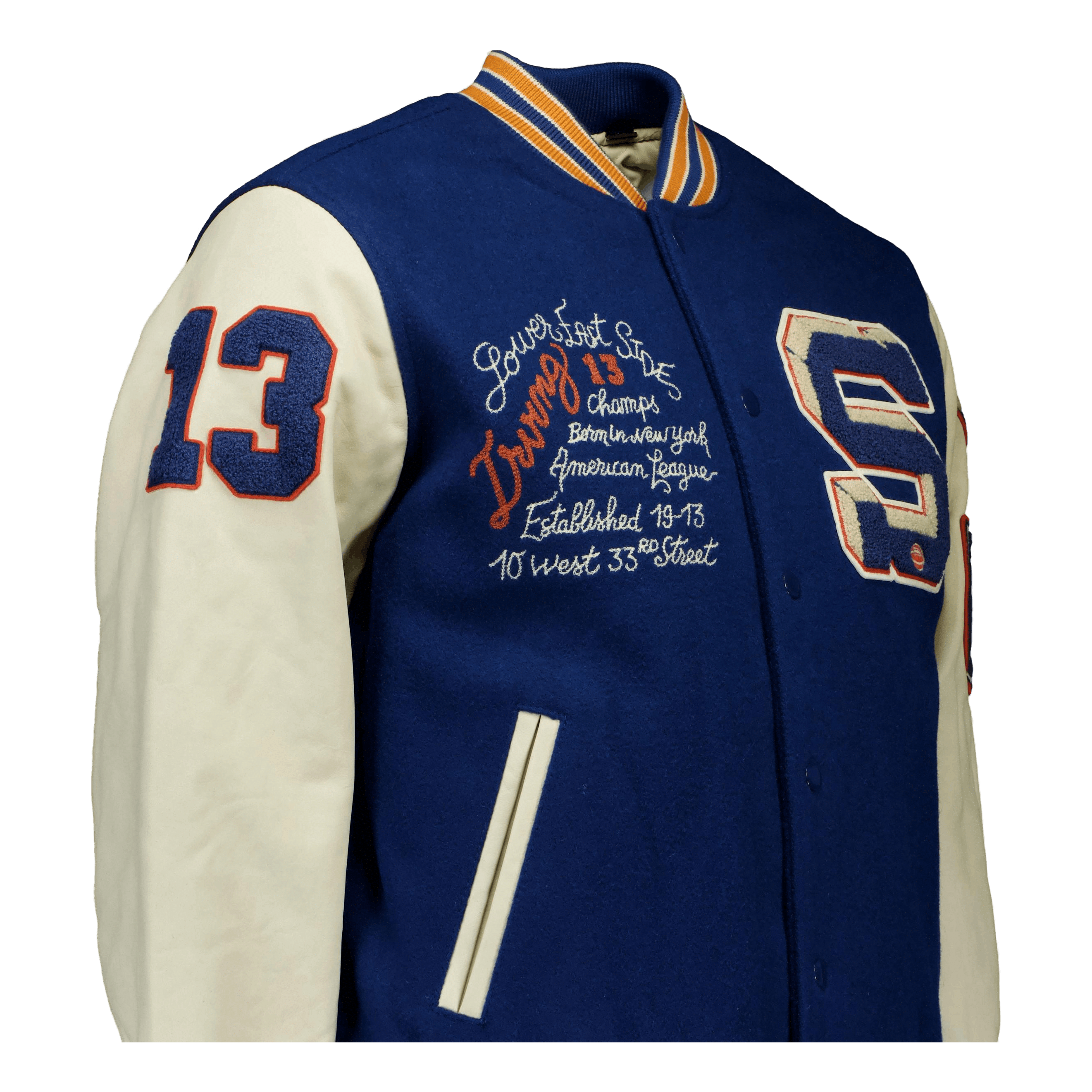 Schott NYC Teddy Laine/cuir Badges Schott Blue/offwhite