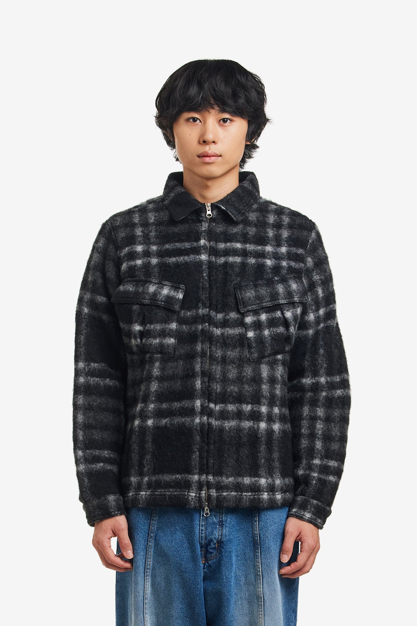 POP Trading Company CHECKED WOOL SHIRT JACKET