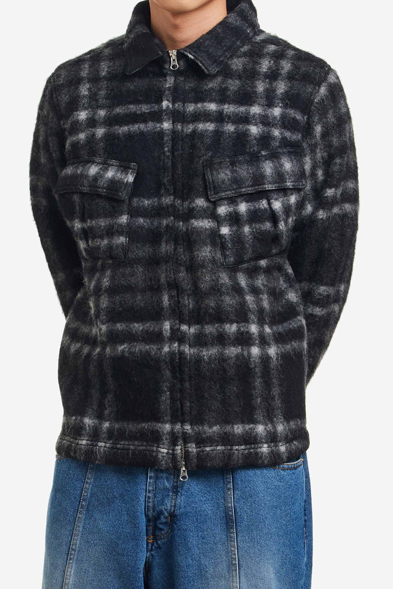 POP Trading Company CHECKED WOOL SHIRT JACKET