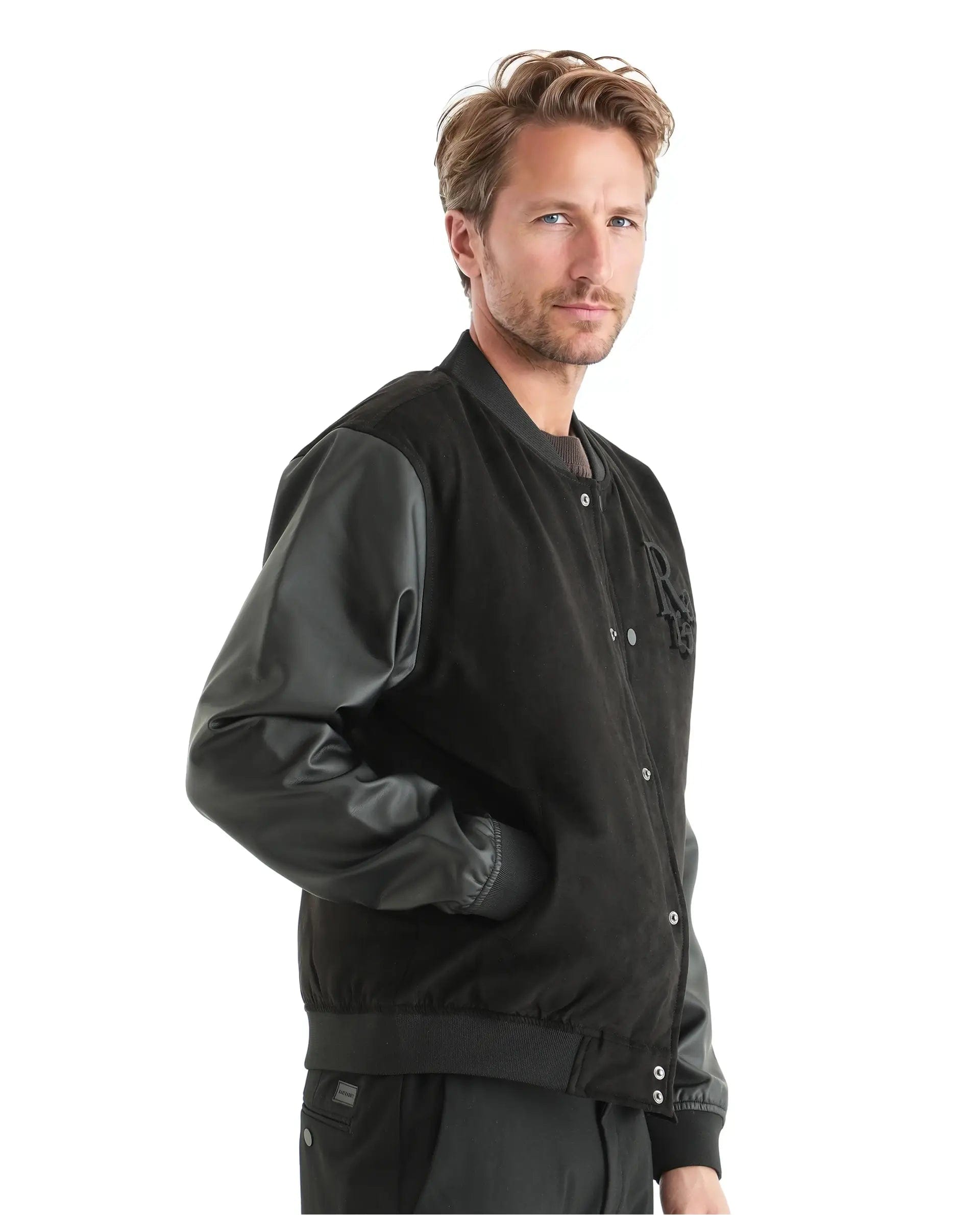 RARE Rabbit Men's Varos Black Cotton Embroidered Regular Fit Full Sleeve Mandarin Collar Jacket