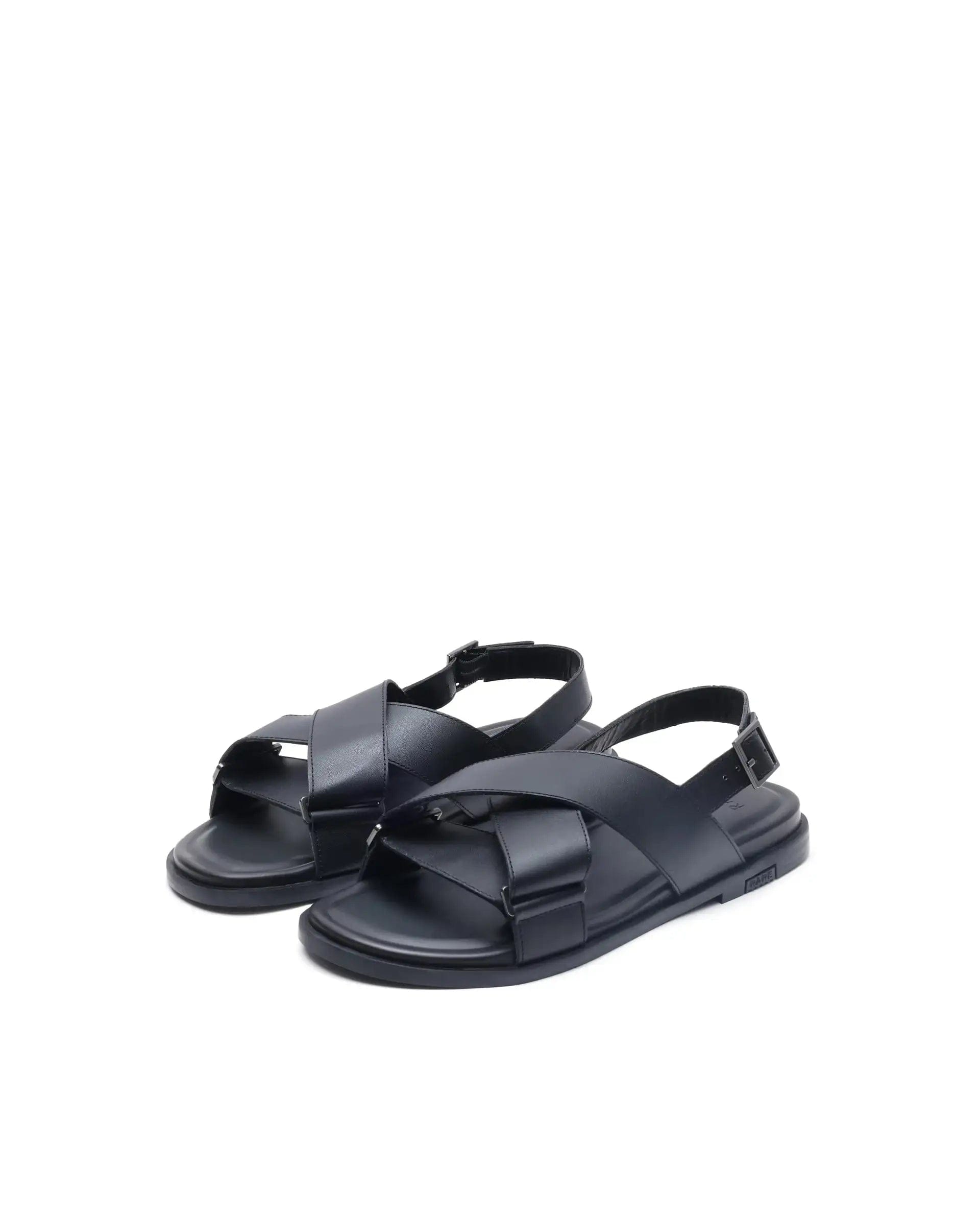 RAREZ Rare Rabbit Men's Monz Black Slip - On Closure Sandal
