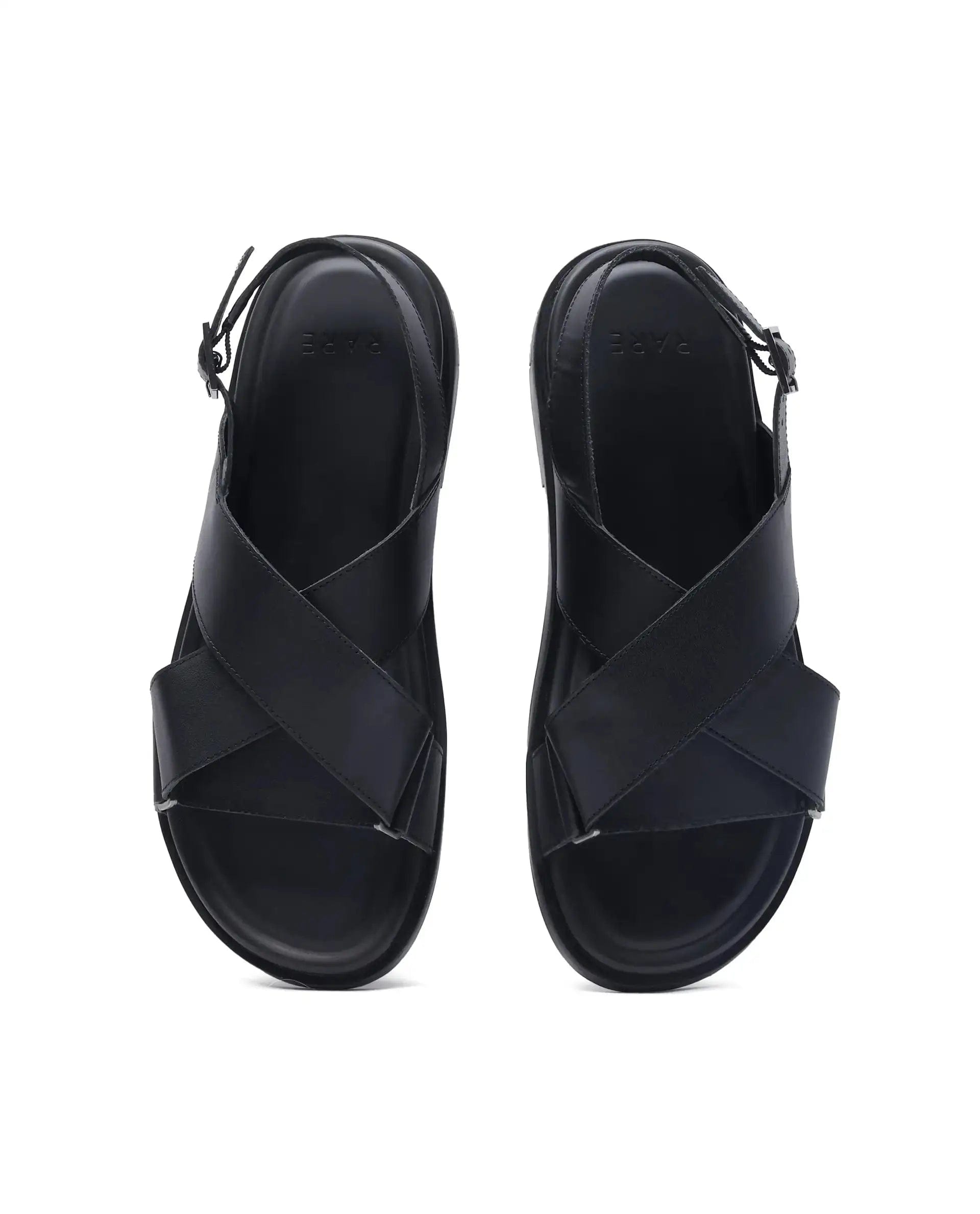 RAREZ Rare Rabbit Men's Monz Black Slip - On Closure Sandal