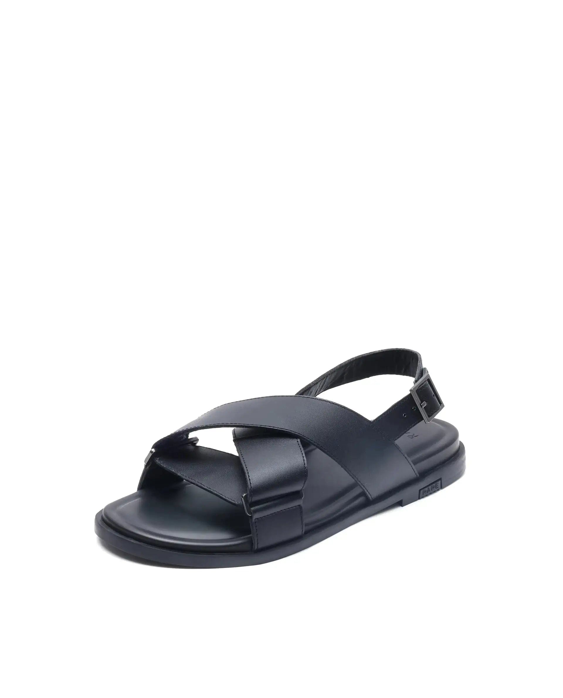 RAREZ Rare Rabbit Men's Monz Black Slip - On Closure Sandal
