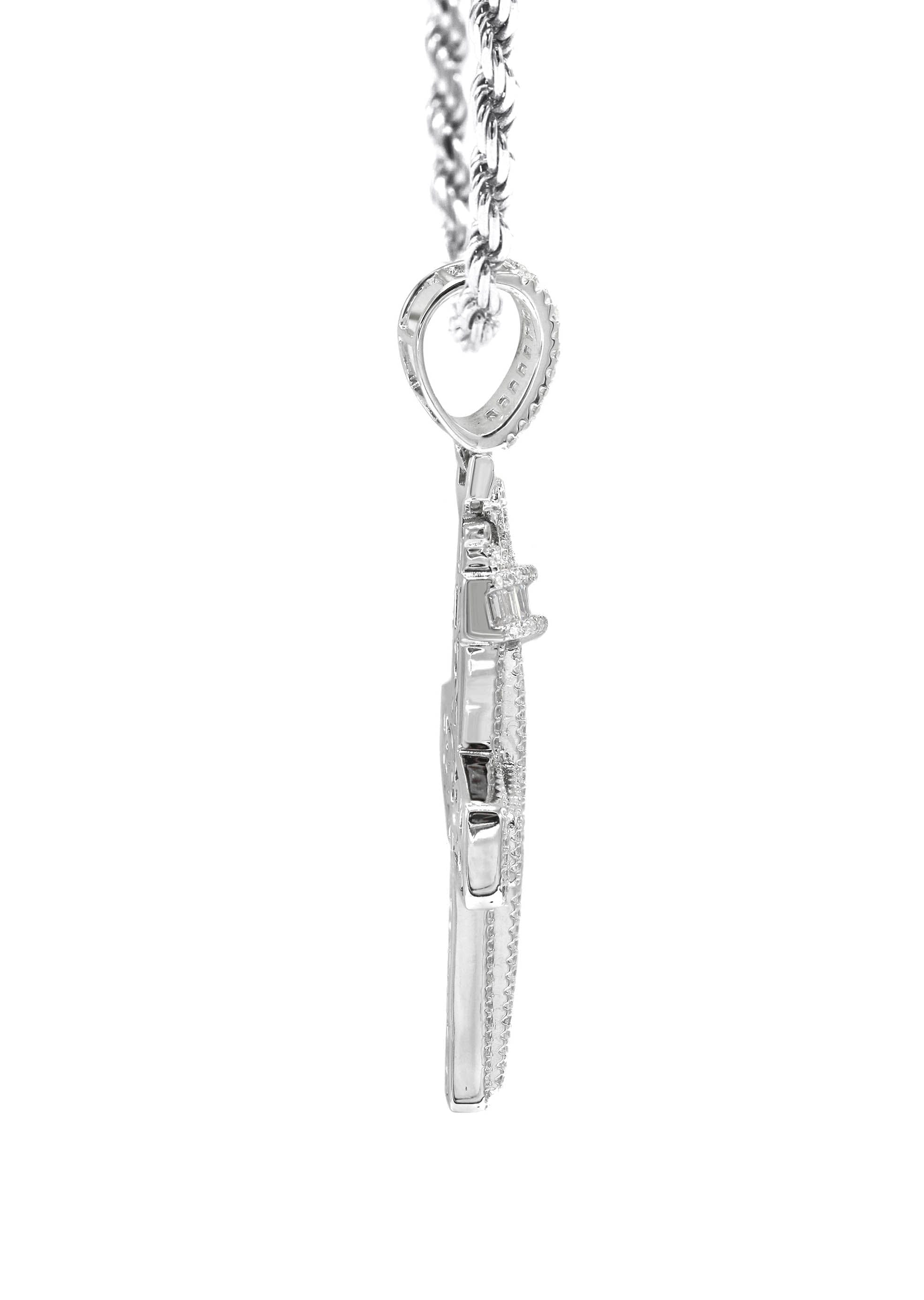 Manufacturer 43 Silver Crown Cross Baguette Necklace | 33 Grams