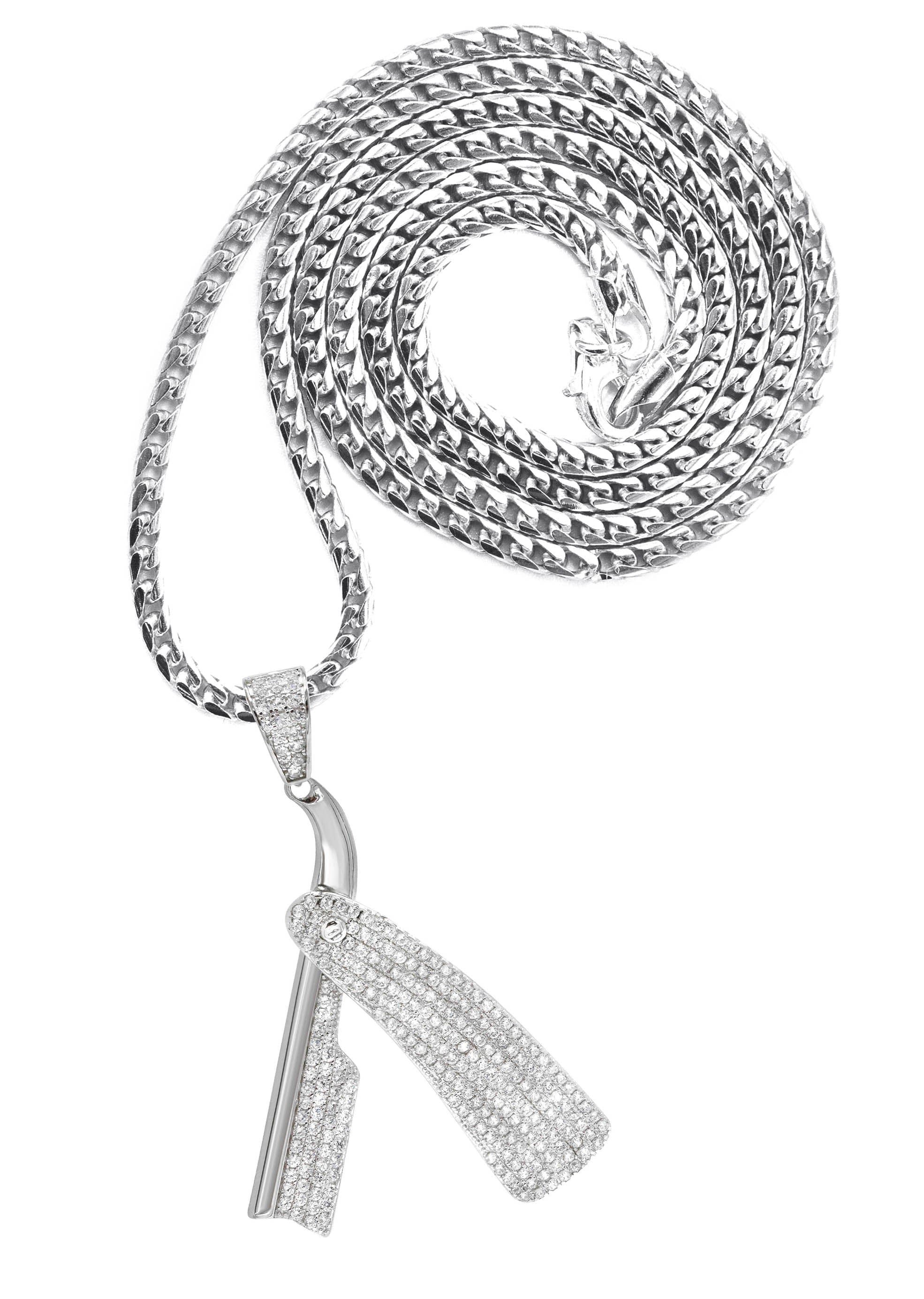 Manufacturer 43 Silver Barber Razor Necklace | 21 Grams