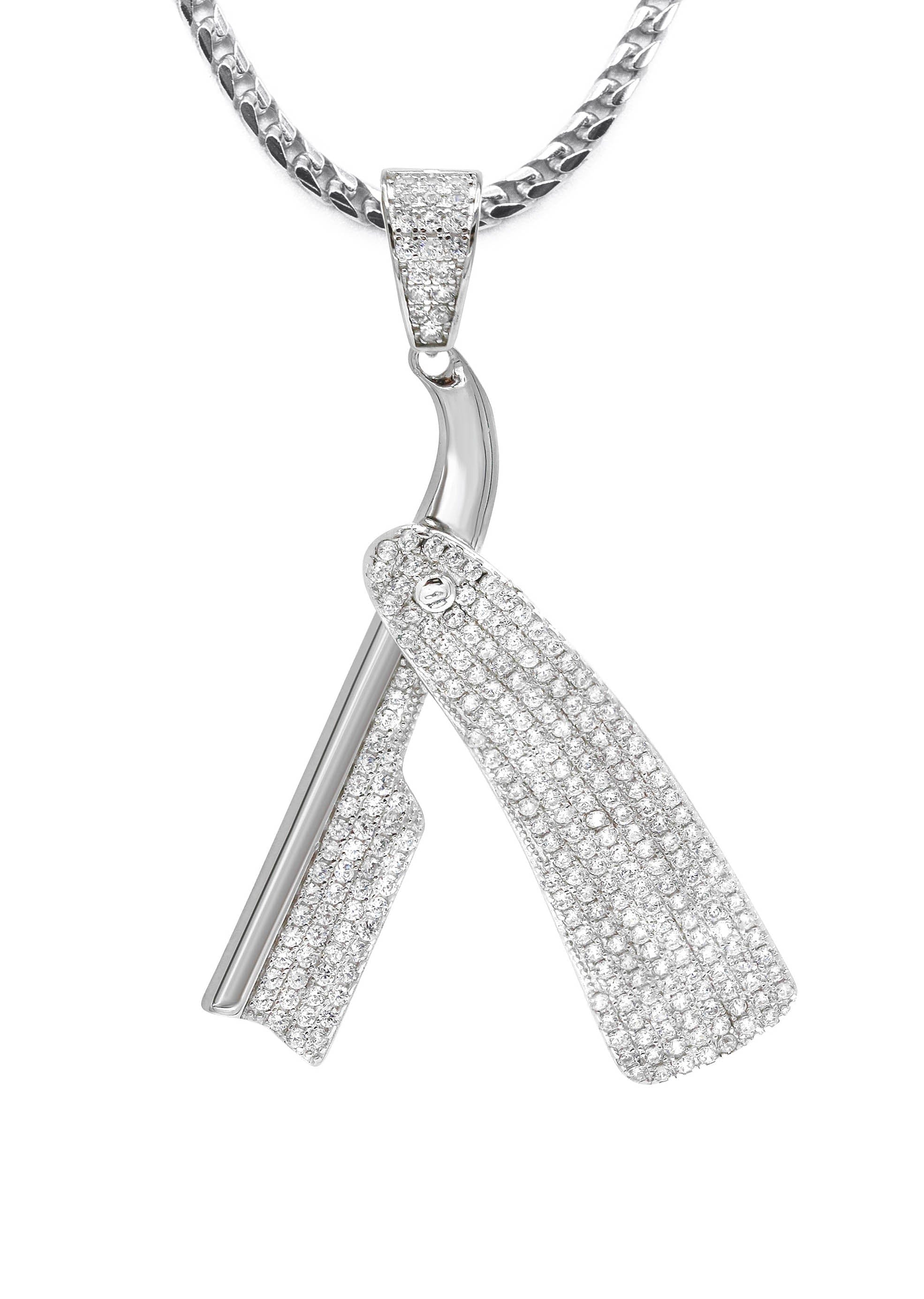 Manufacturer 43 Silver Barber Razor Necklace | 21 Grams